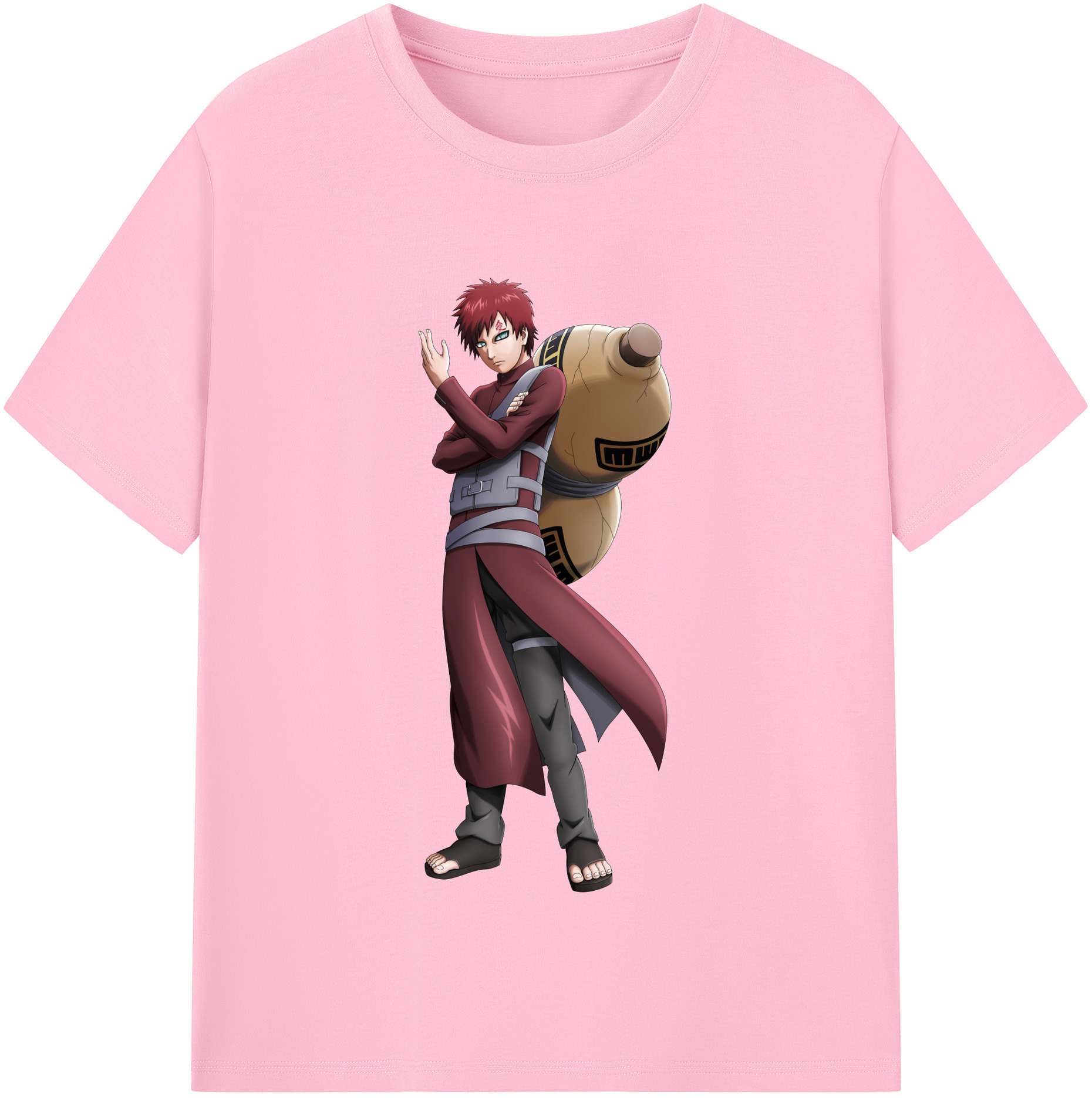 （画像用） NARUTO -ナルト- ガアラ Gaara 綿100％半袖Tシャツ（フロントプリント）