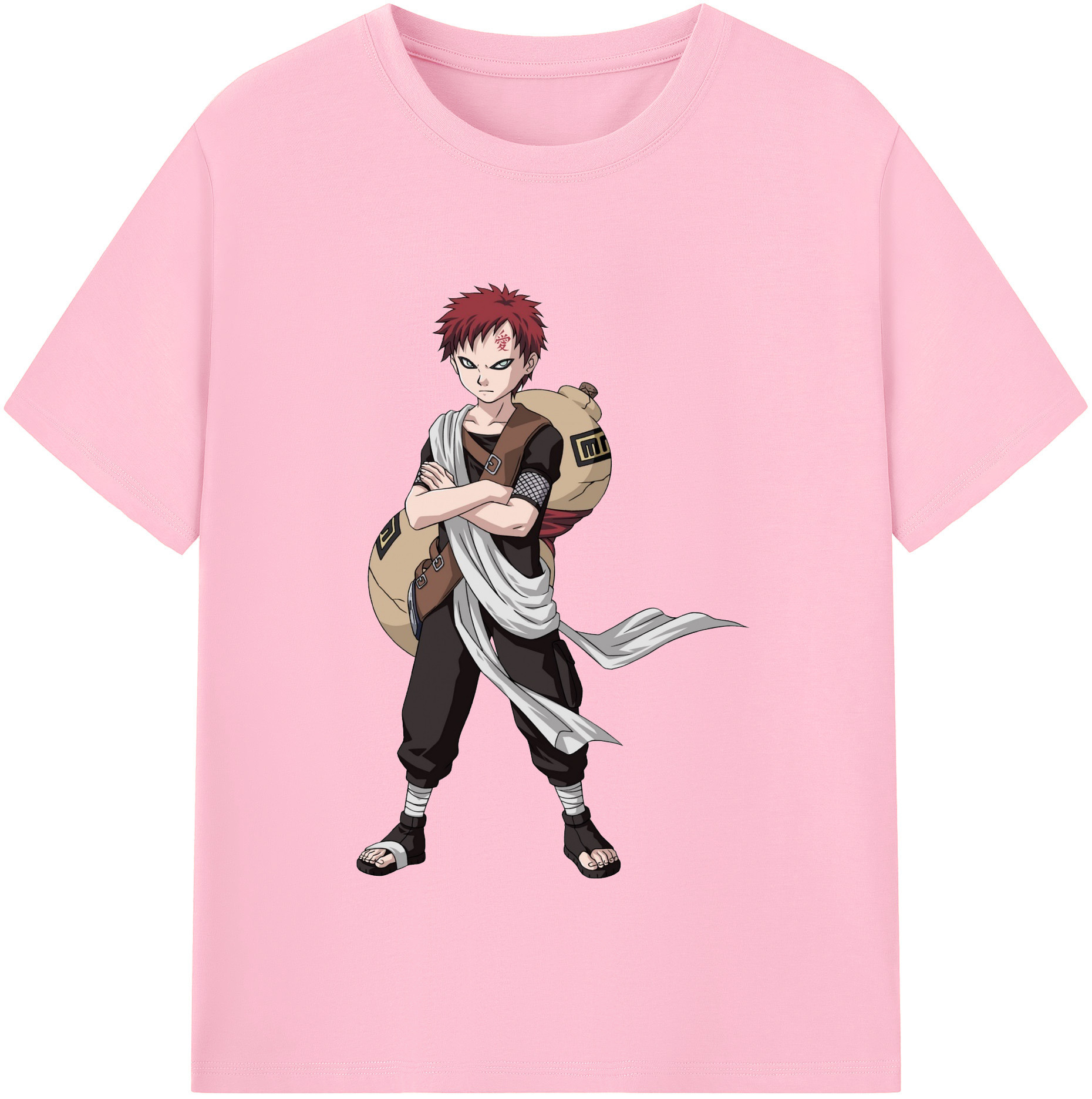 （画像用） NARUTO -ナルト- ガアラ Gaara 綿100％半袖Tシャツ（フロントプリント）