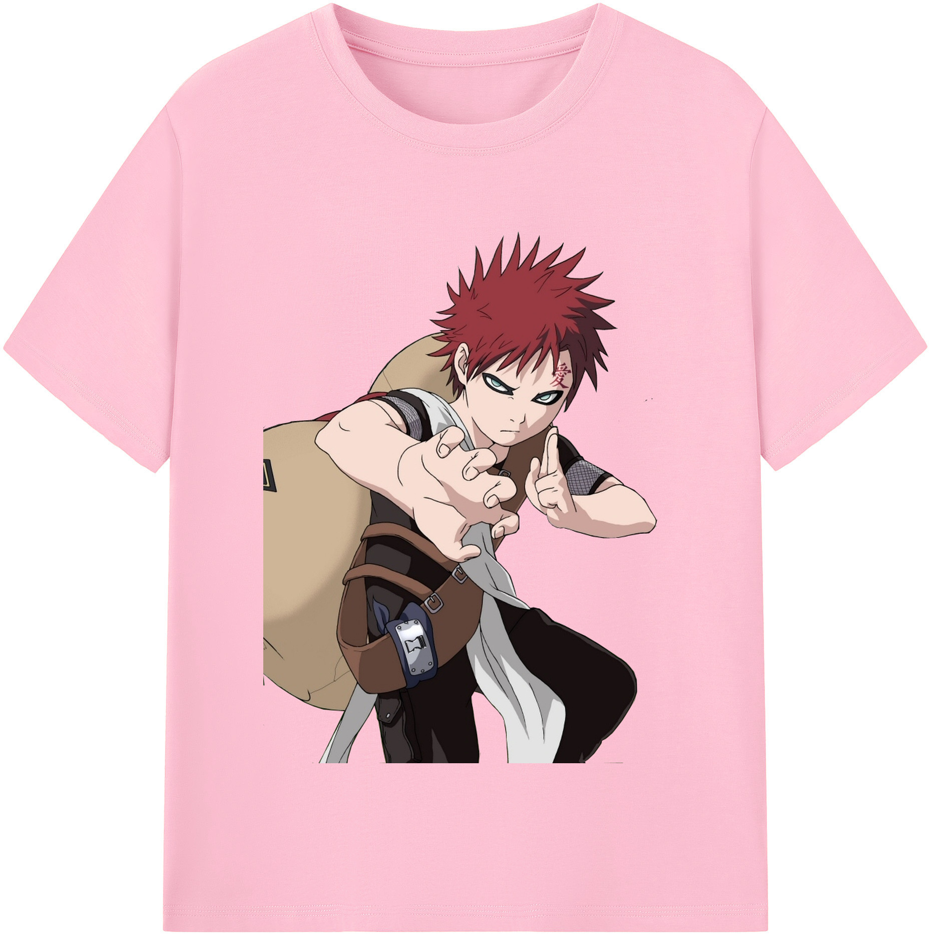 （画像用） NARUTO -ナルト- ガアラ Gaara 綿100％半袖Tシャツ（フロントプリント）