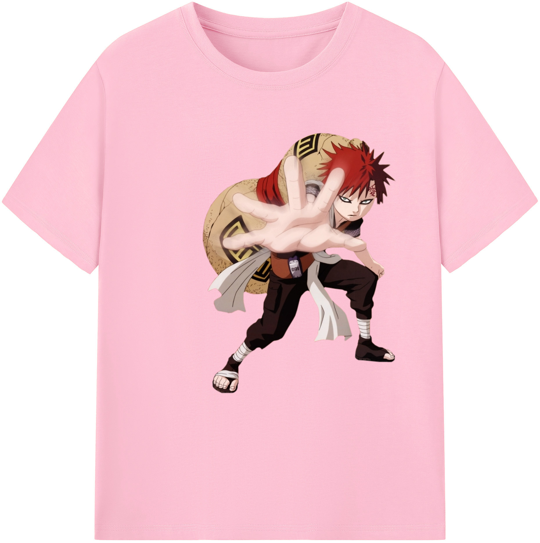 （画像用） NARUTO -ナルト- ガアラ Gaara 綿100％半袖Tシャツ（フロントプリント）