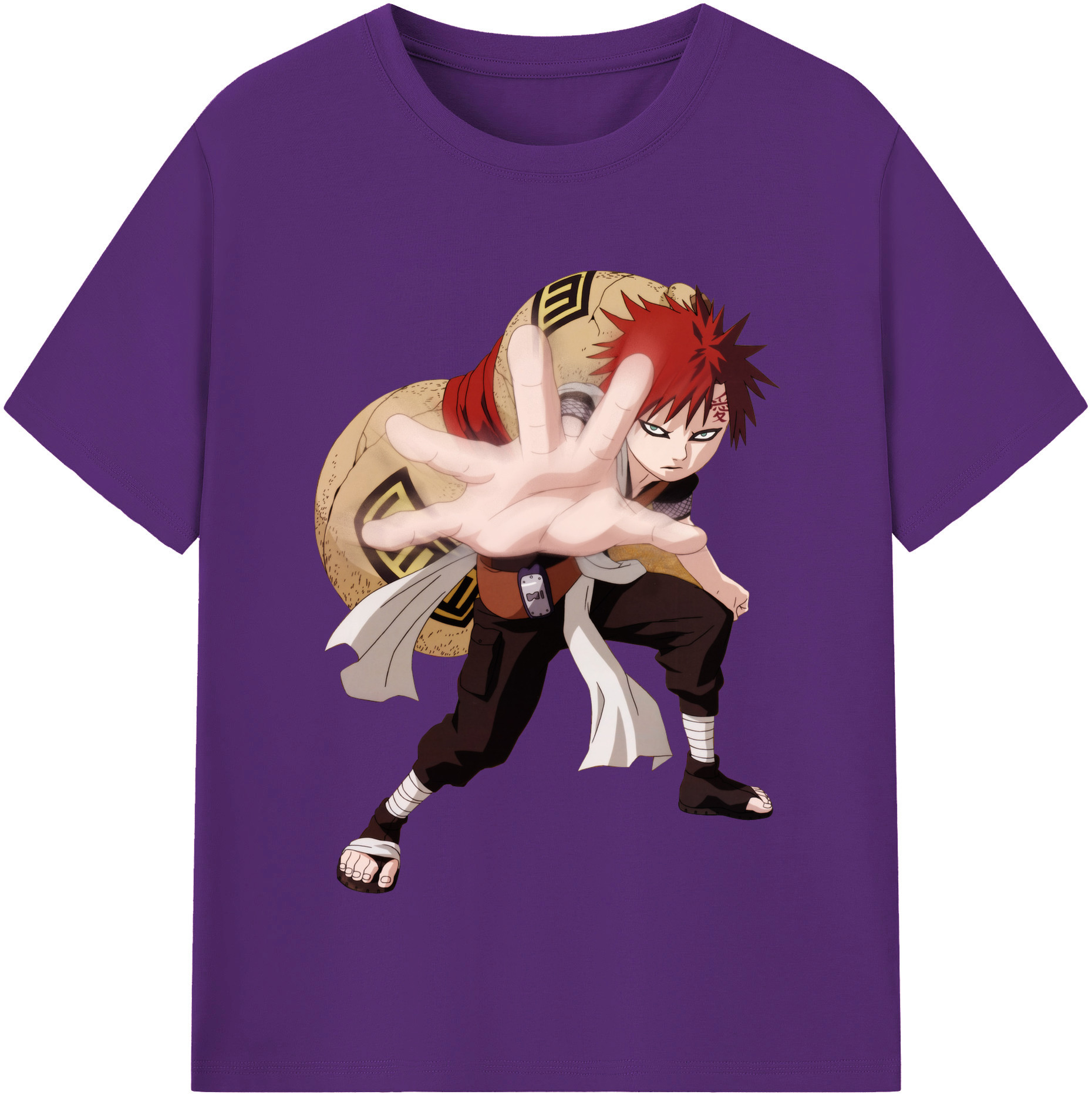 （画像用） NARUTO -ナルト- ガアラ Gaara 綿100％半袖Tシャツ（フロントプリント）