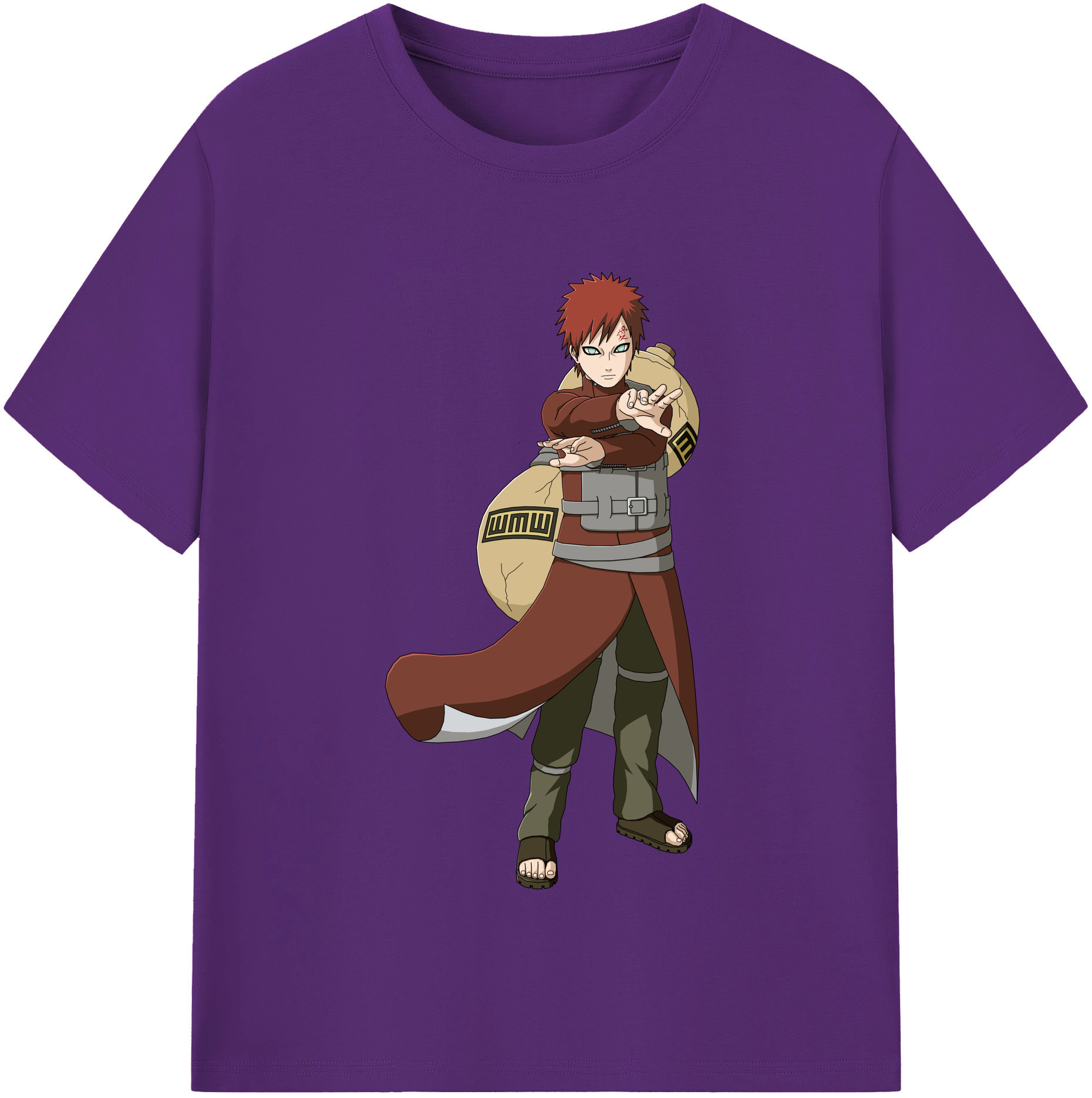 （画像用） NARUTO -ナルト- ガアラ Gaara 綿100％半袖Tシャツ（フロントプリント）