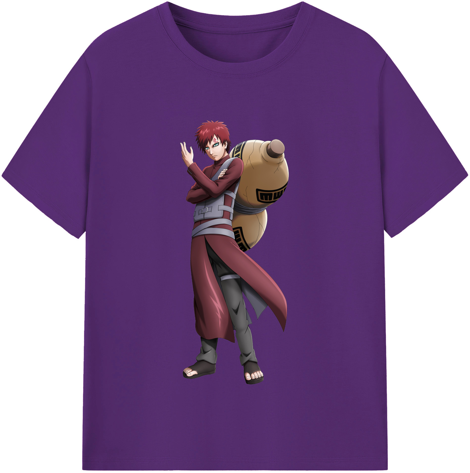 （画像用） NARUTO -ナルト- ガアラ Gaara 綿100％半袖Tシャツ（フロントプリント）