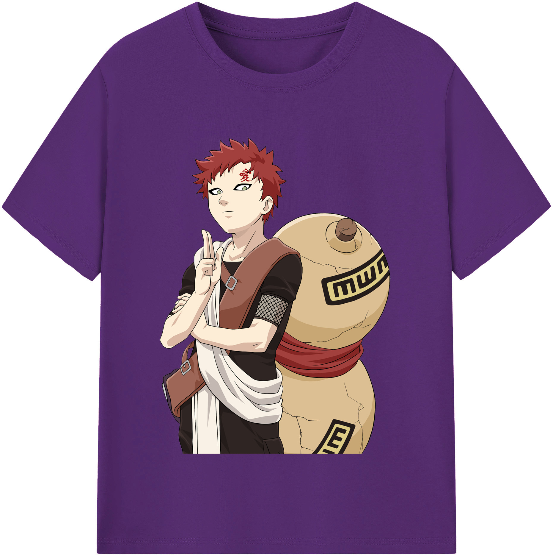 （画像用） NARUTO -ナルト- ガアラ Gaara 綿100％半袖Tシャツ（フロントプリント）