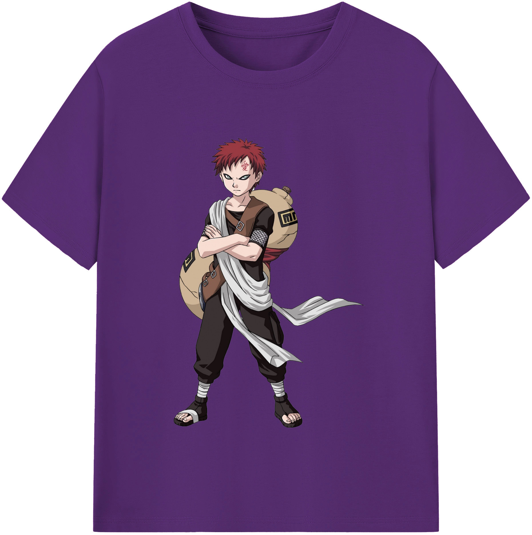 （画像用） NARUTO -ナルト- ガアラ Gaara 綿100％半袖Tシャツ（フロントプリント）