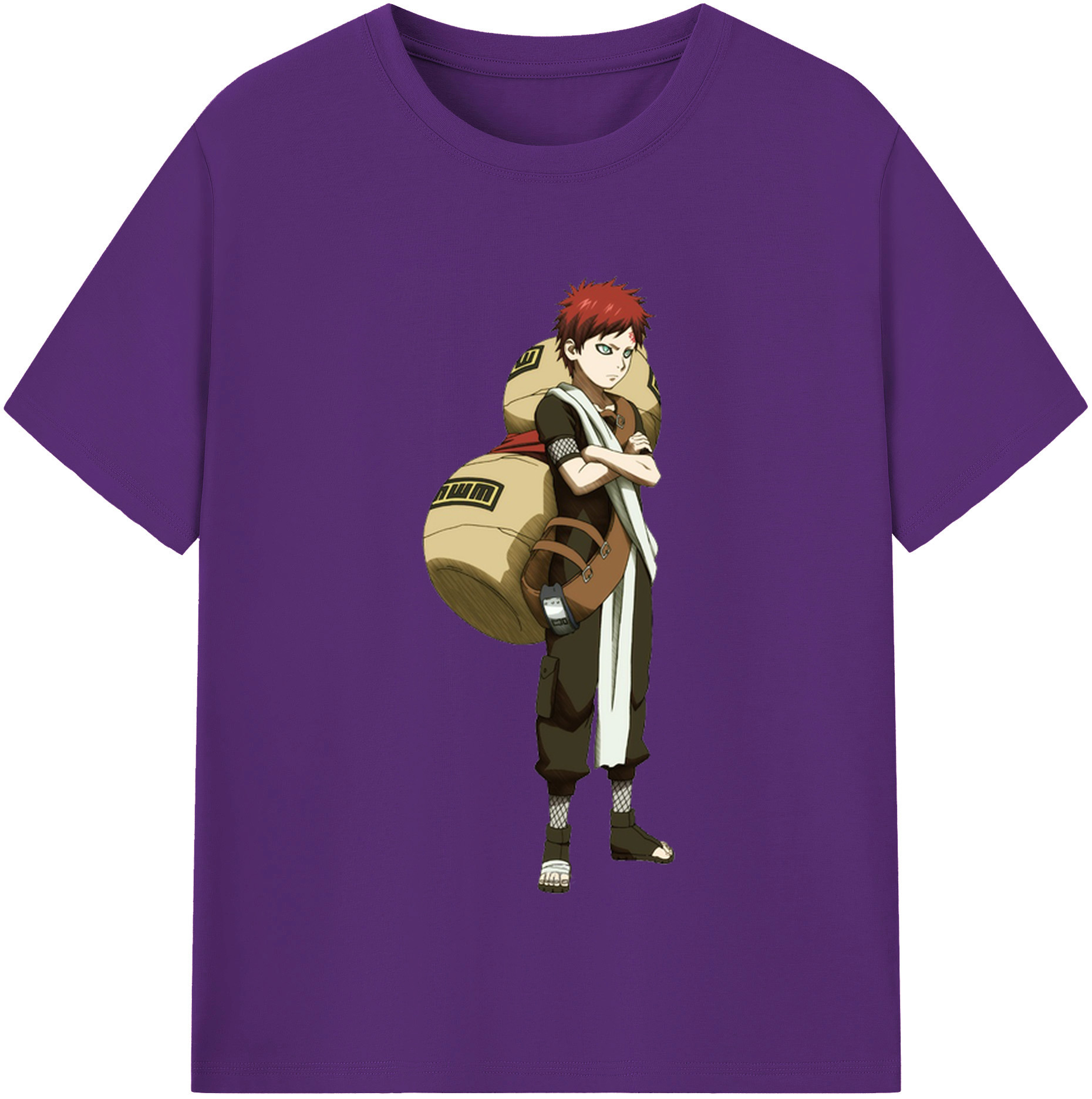 （画像用） NARUTO -ナルト- ガアラ Gaara 綿100％半袖Tシャツ（フロントプリント）