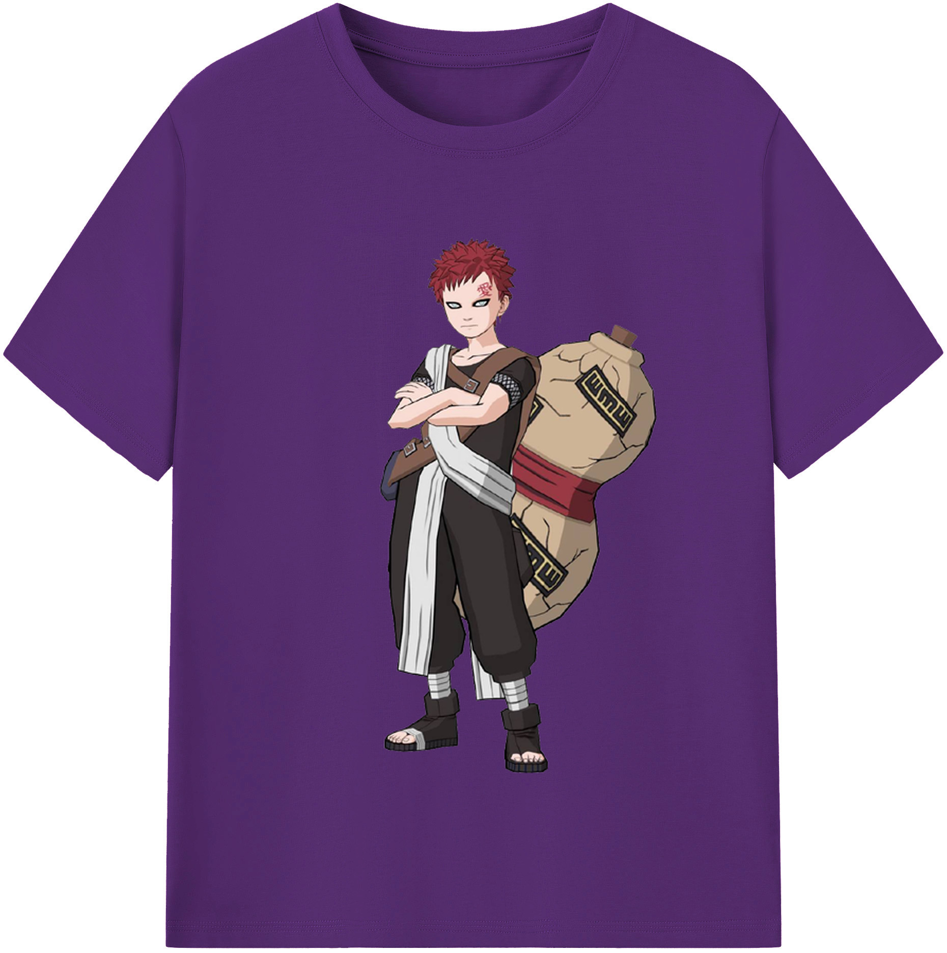 （画像用） NARUTO -ナルト- ガアラ Gaara 綿100％半袖Tシャツ（フロントプリント）
