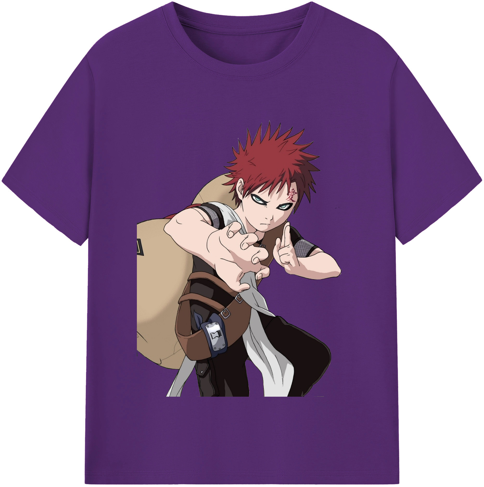 （画像用） NARUTO -ナルト- ガアラ Gaara 綿100％半袖Tシャツ（フロントプリント）