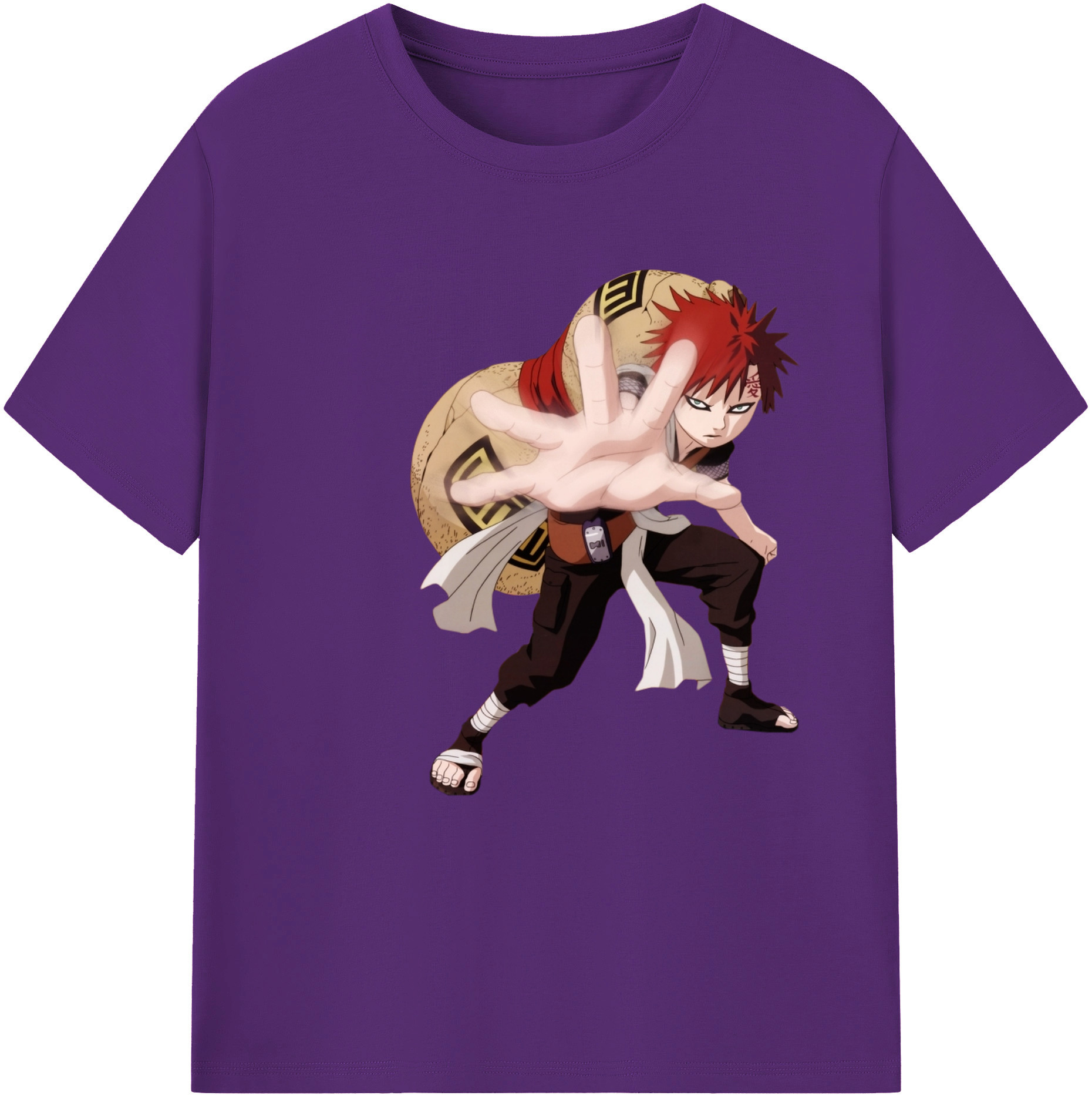 （画像用） NARUTO -ナルト- ガアラ Gaara 綿100％半袖Tシャツ（フロントプリント）