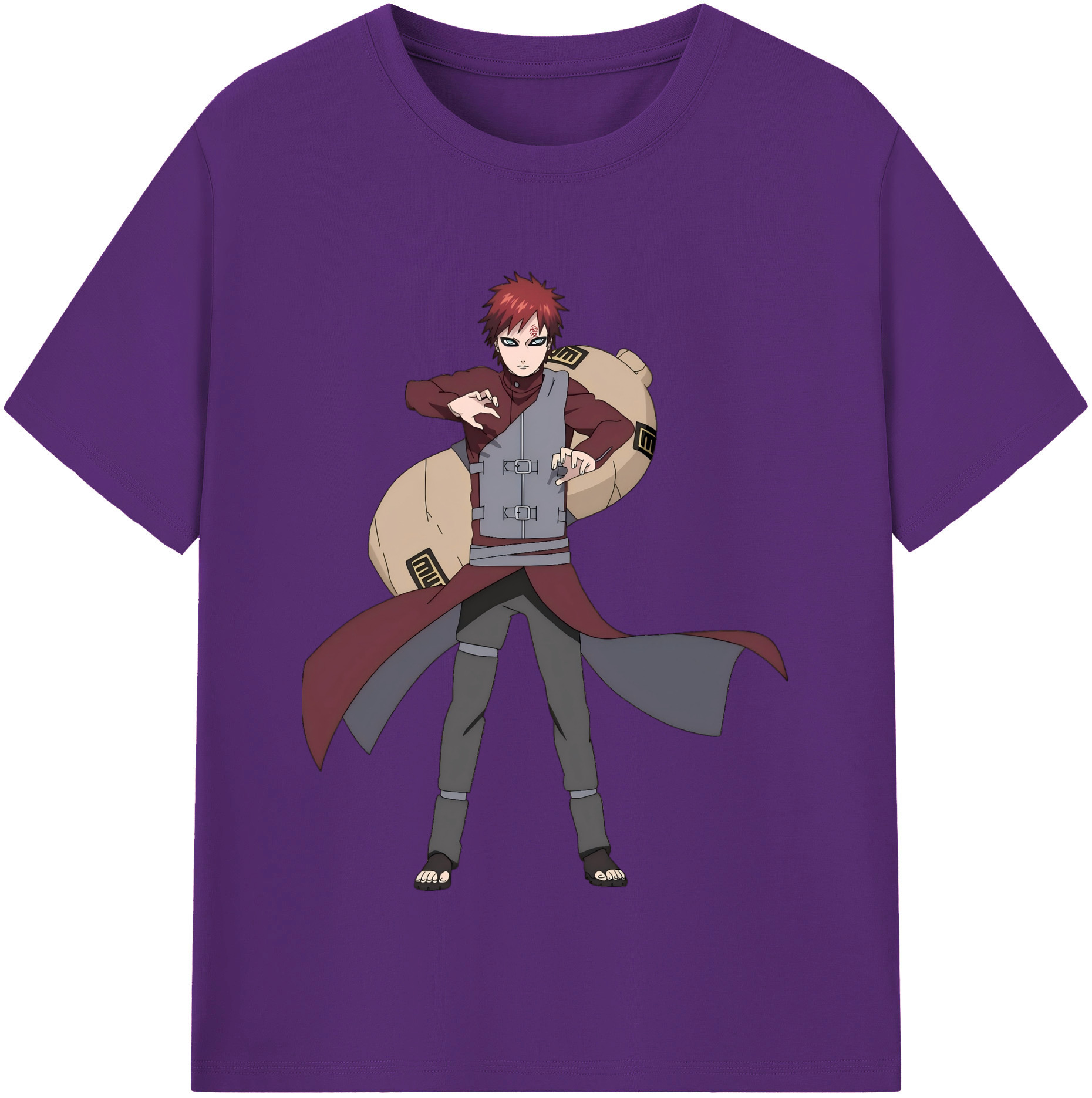 （画像用） NARUTO -ナルト- ガアラ Gaara 綿100％半袖Tシャツ（フロントプリント）