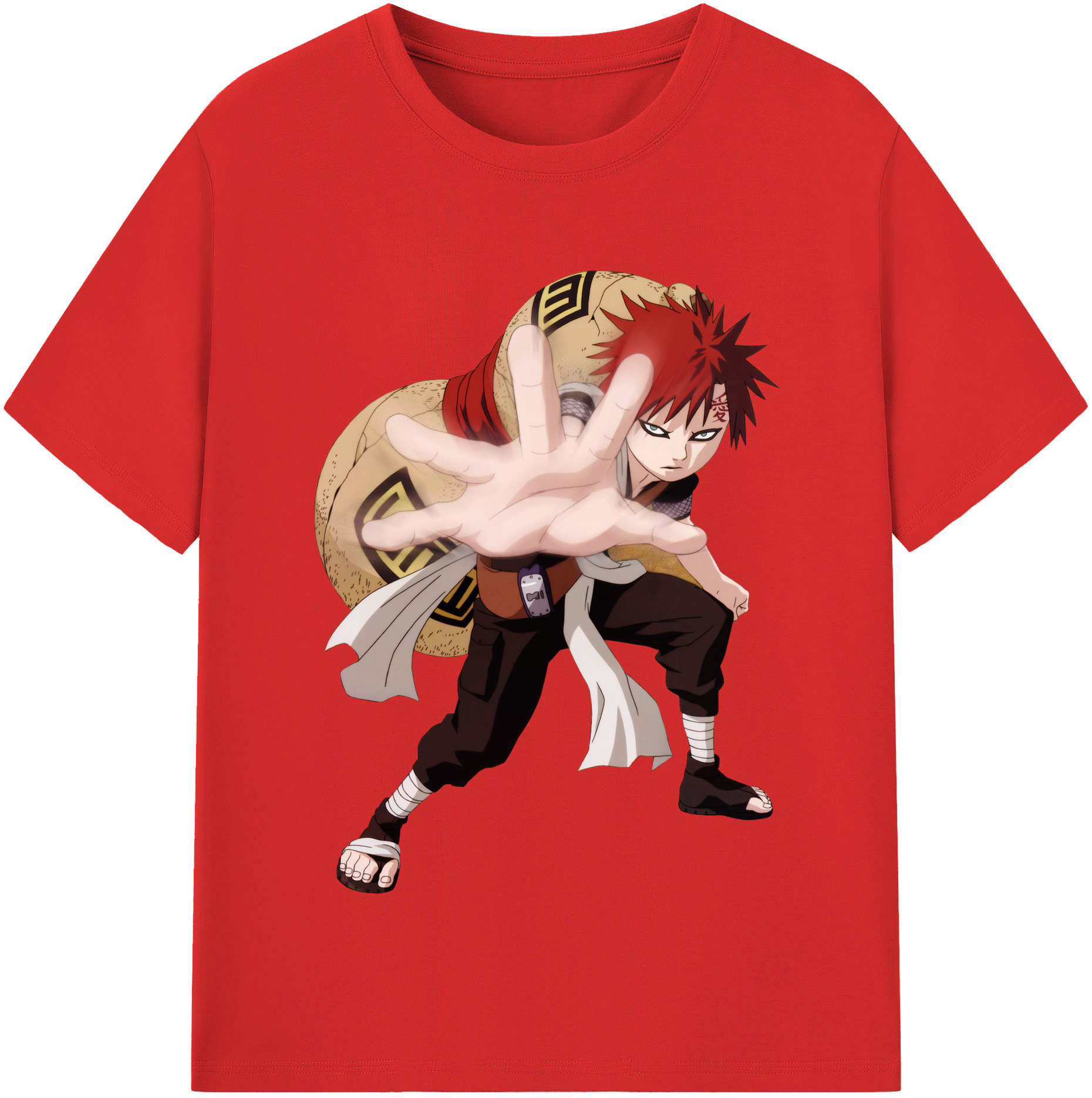 （画像用） NARUTO -ナルト- ガアラ Gaara 綿100％半袖Tシャツ（フロントプリント）