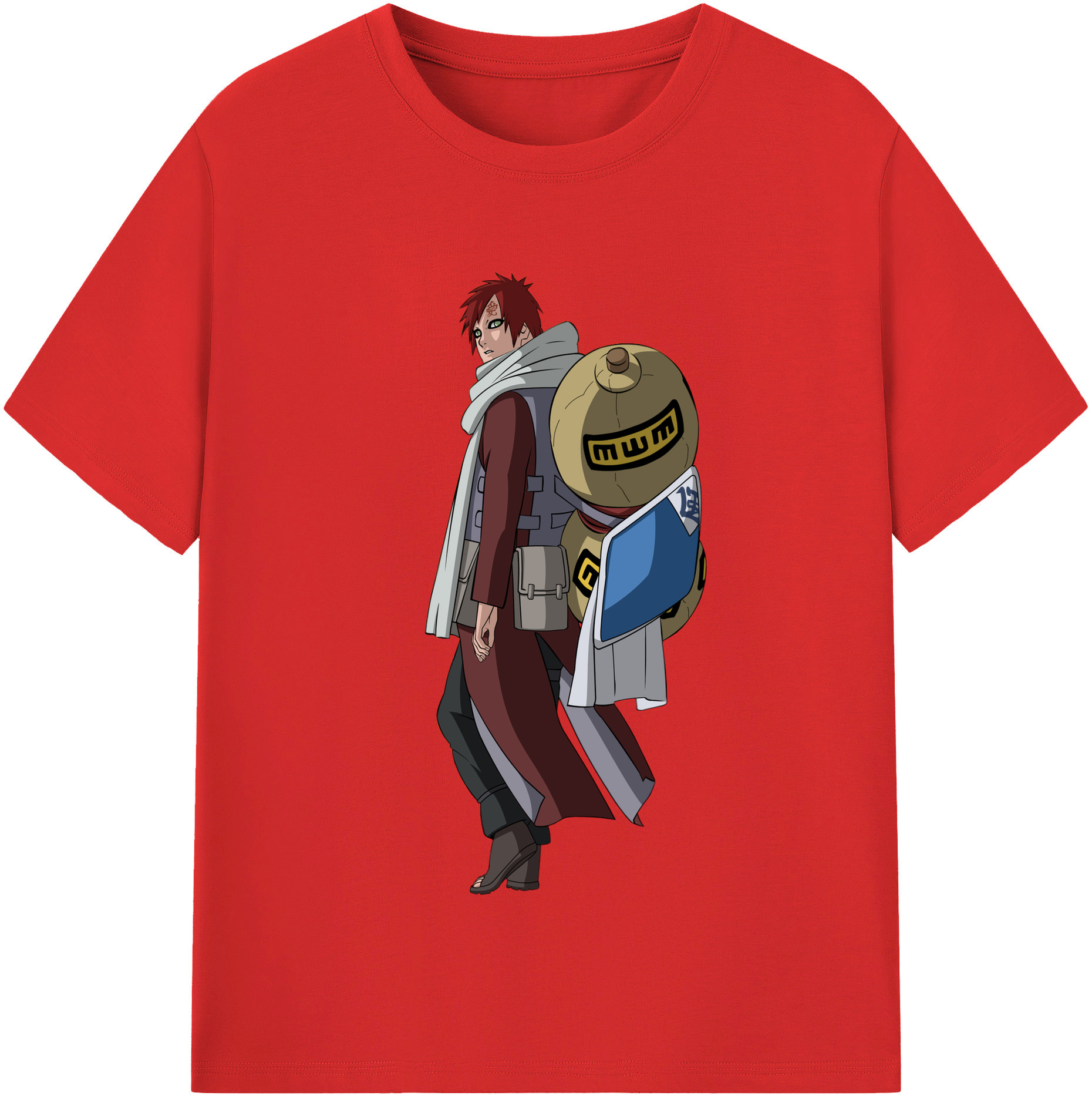（画像用） NARUTO -ナルト- ガアラ Gaara 綿100％半袖Tシャツ（フロントプリント）