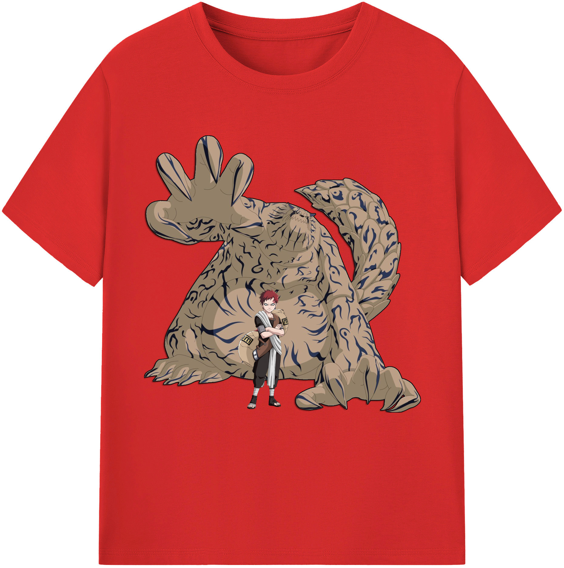 （画像用） NARUTO -ナルト- ガアラ Gaara 綿100％半袖Tシャツ（フロントプリント）