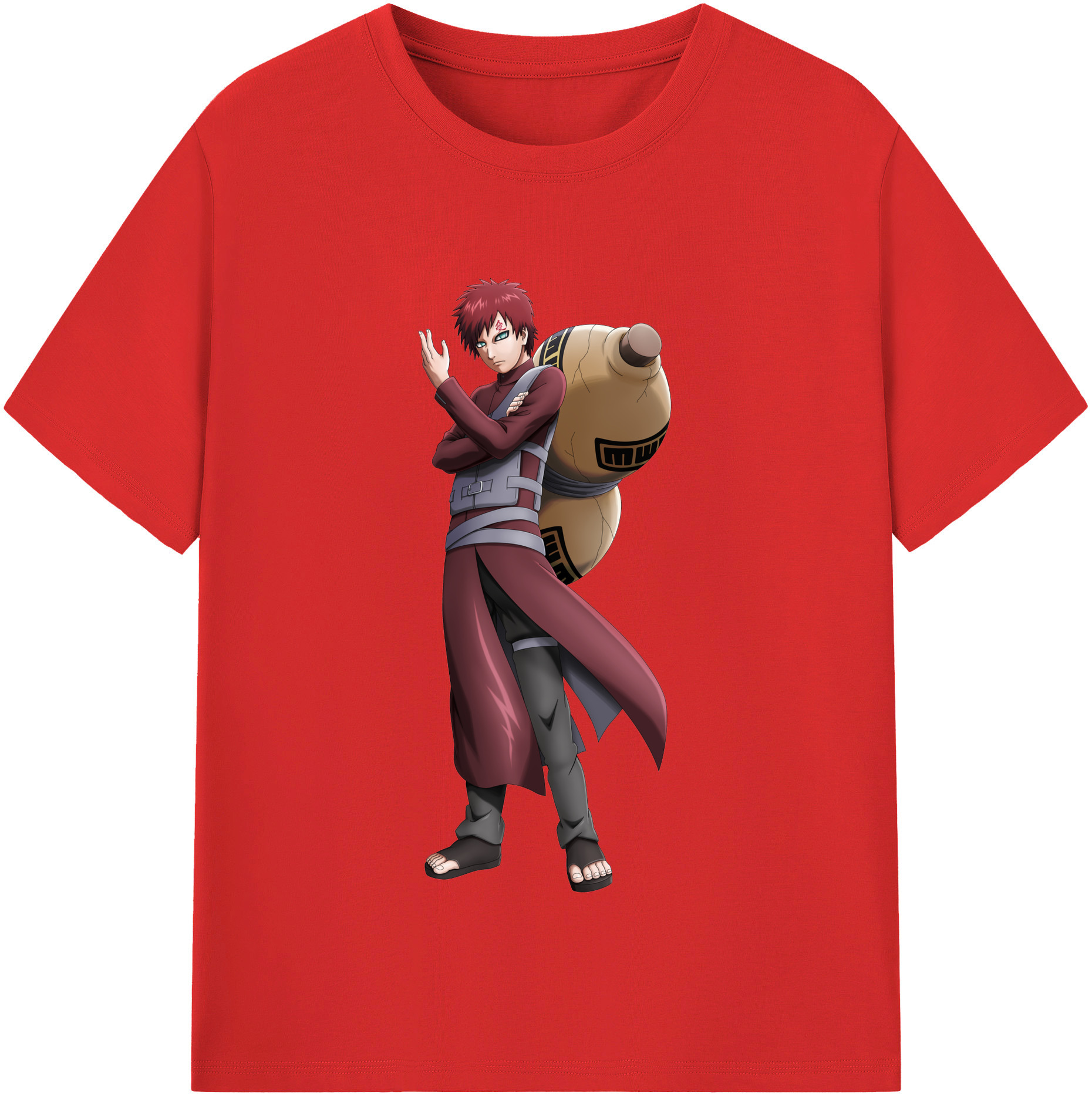 （画像用） NARUTO -ナルト- ガアラ Gaara 綿100％半袖Tシャツ（フロントプリント）