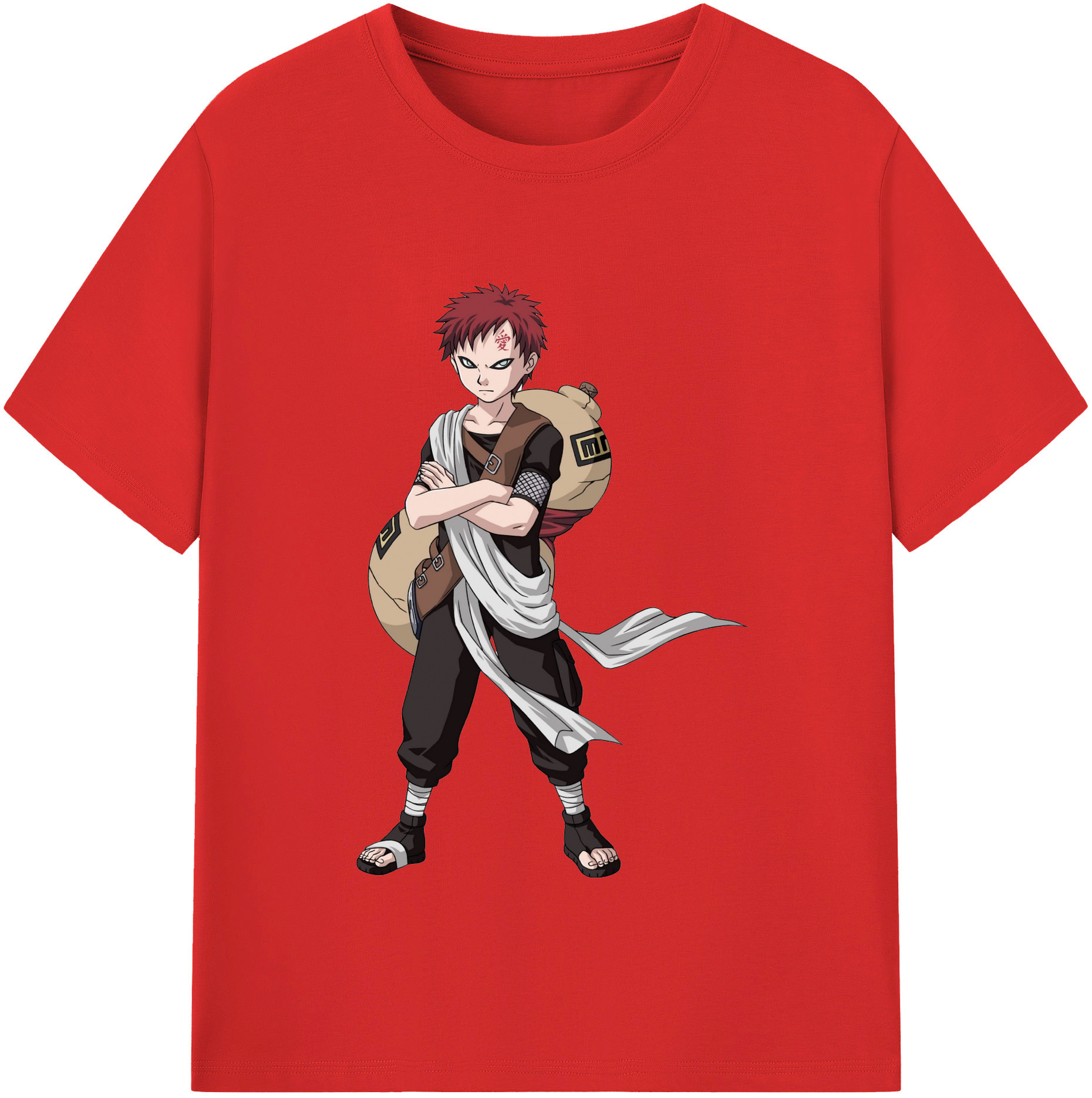 （画像用） NARUTO -ナルト- ガアラ Gaara 綿100％半袖Tシャツ（フロントプリント）
