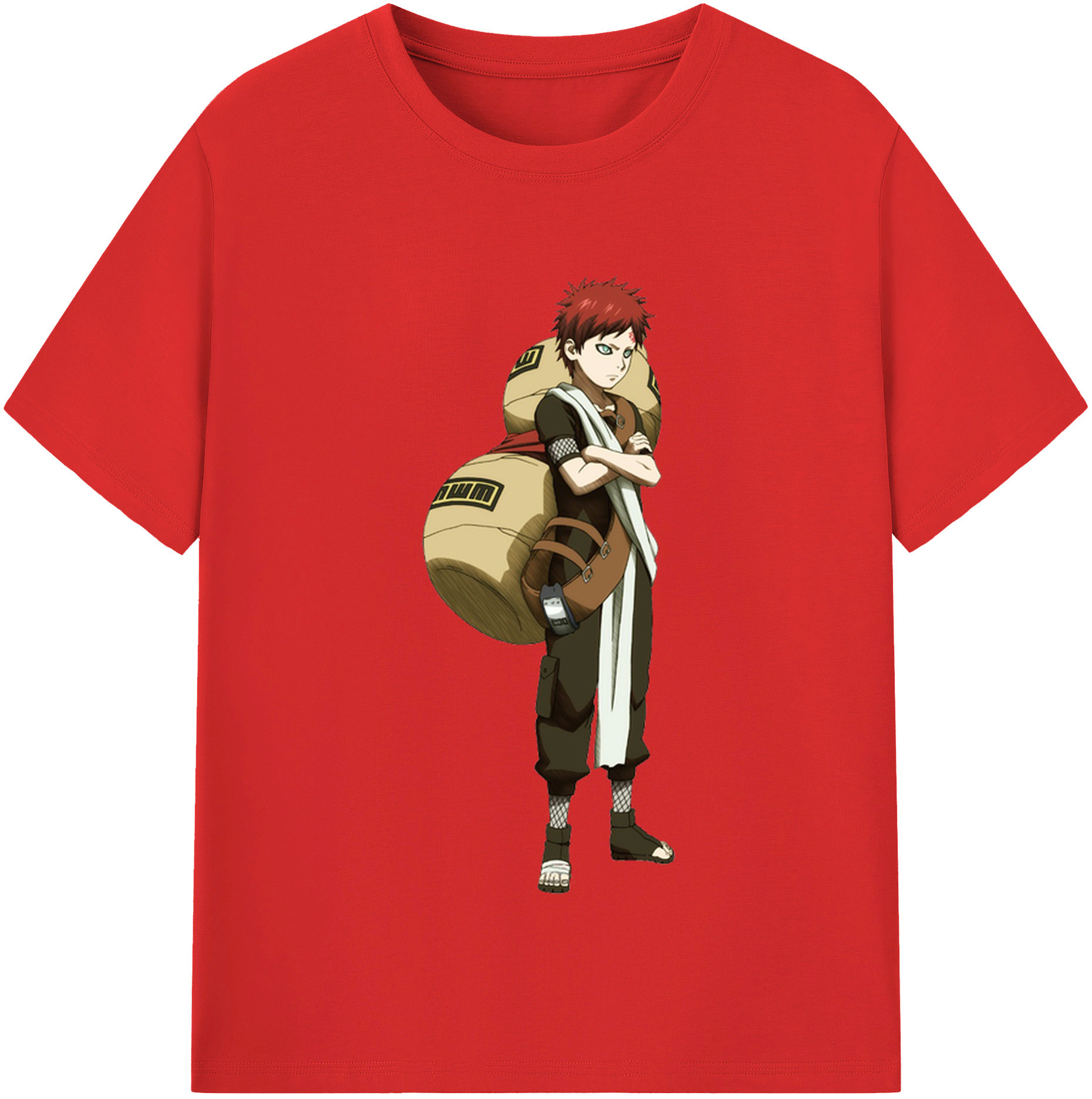 （画像用） NARUTO -ナルト- ガアラ Gaara 綿100％半袖Tシャツ（フロントプリント）