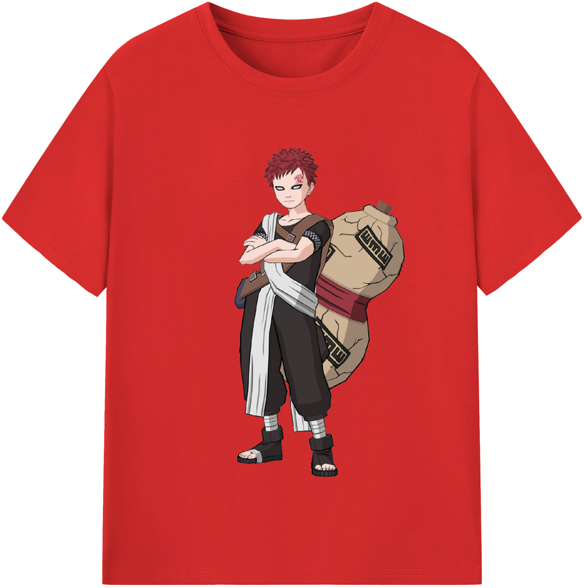 （画像用） NARUTO -ナルト- ガアラ Gaara 綿100％半袖Tシャツ（フロントプリント）