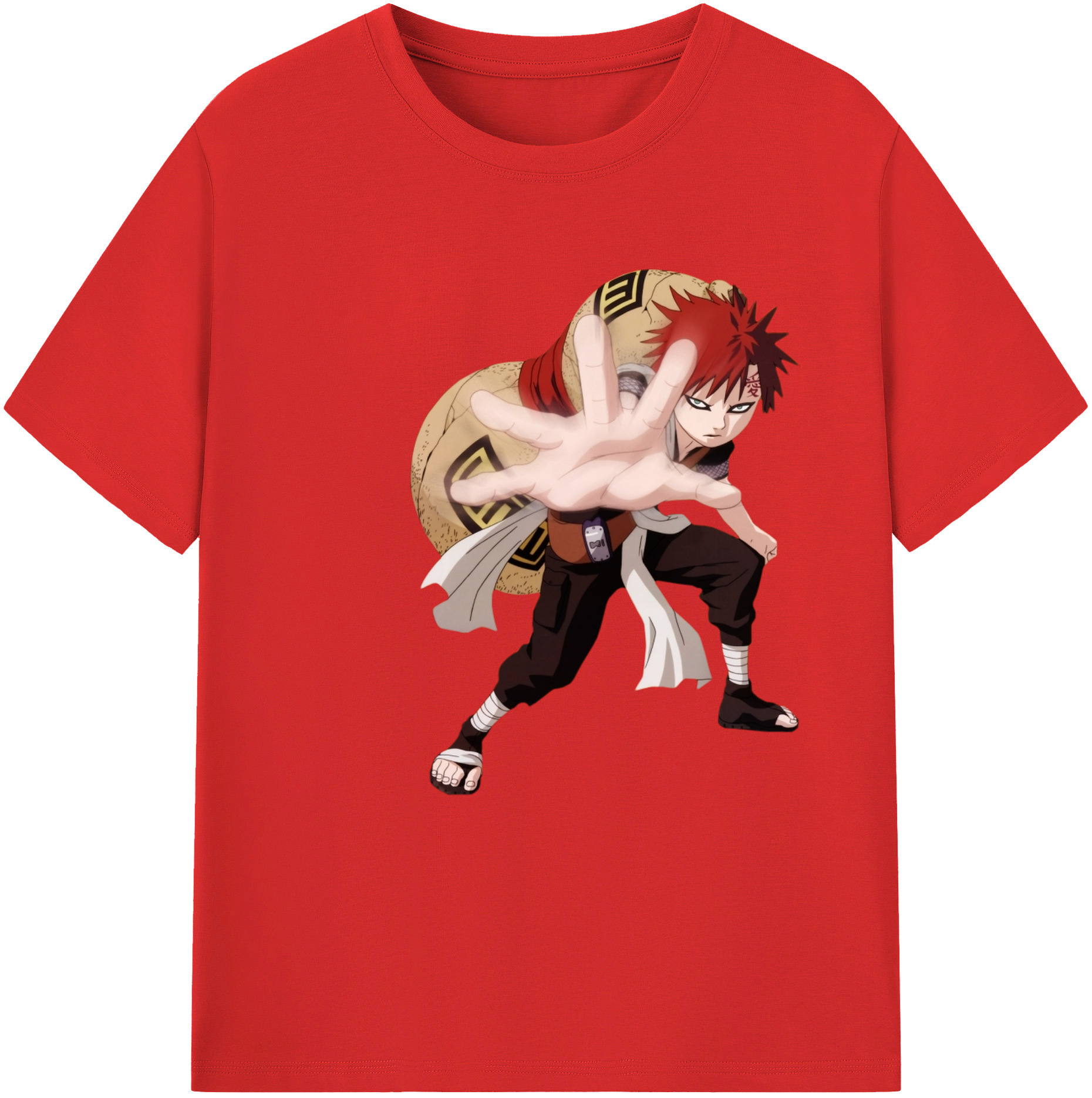 （画像用） NARUTO -ナルト- ガアラ Gaara 綿100％半袖Tシャツ（フロントプリント）