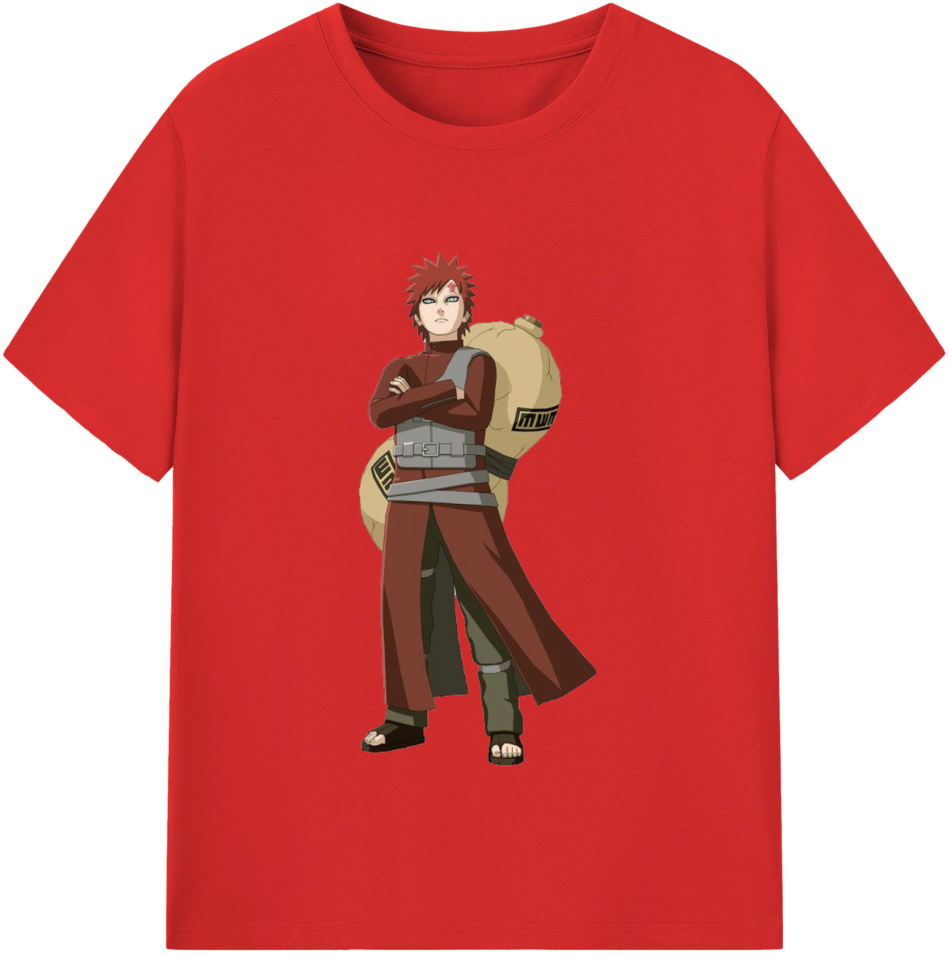 （画像用） NARUTO -ナルト- ガアラ Gaara 綿100％半袖Tシャツ（フロントプリント）