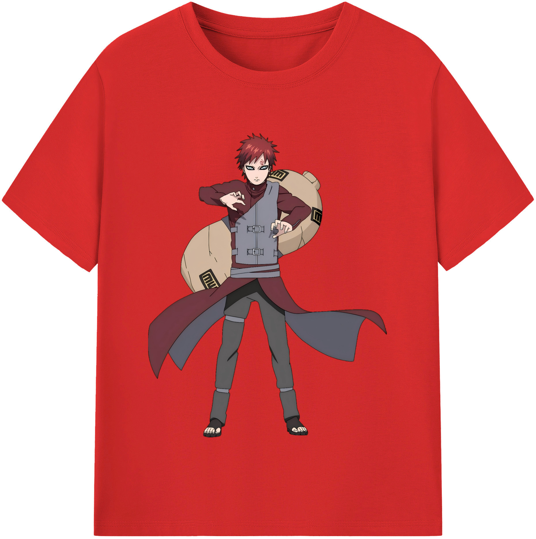 （画像用） NARUTO -ナルト- ガアラ Gaara 綿100％半袖Tシャツ（フロントプリント）