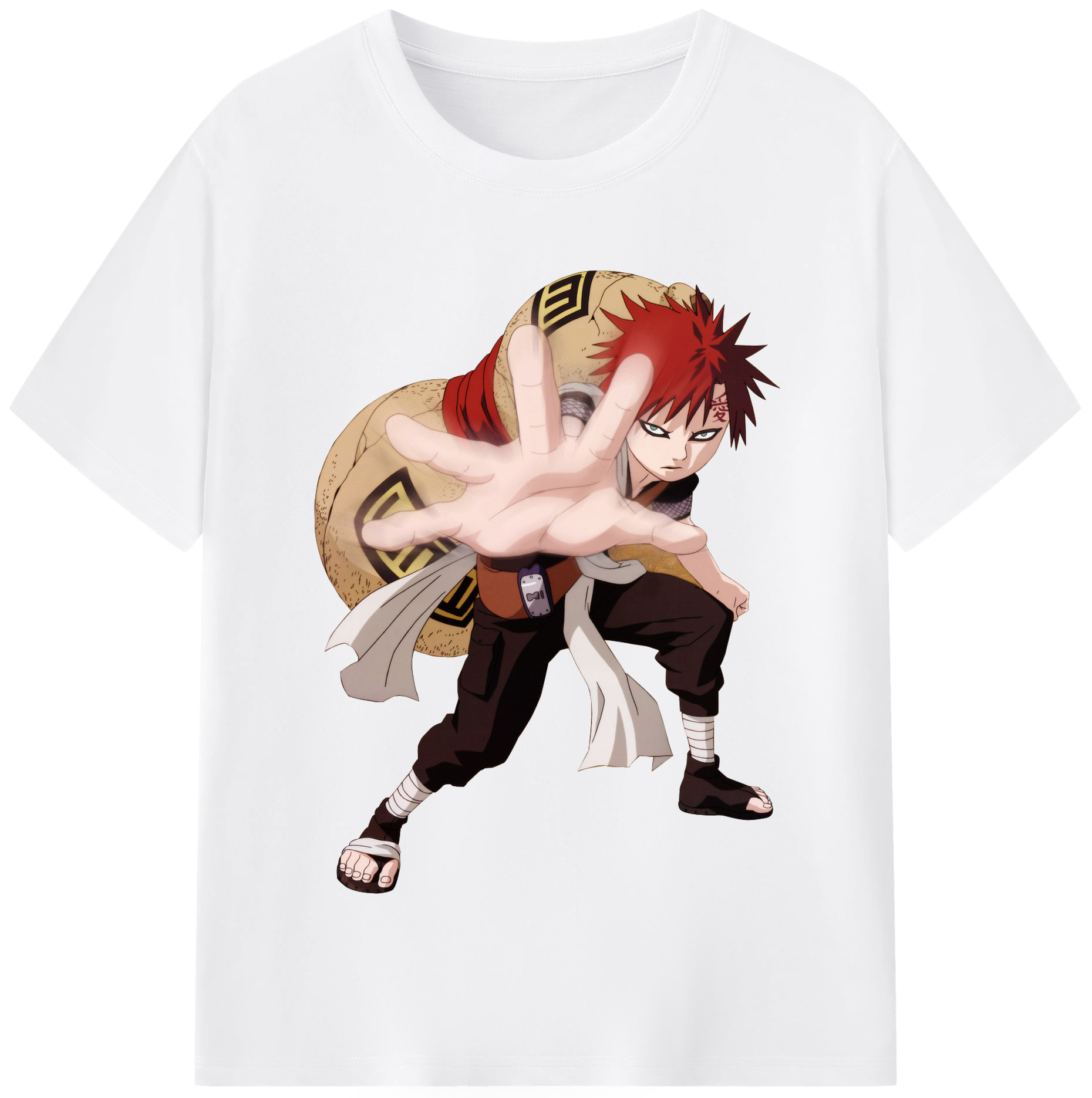 （画像用） NARUTO -ナルト- ガアラ Gaara 綿100％半袖Tシャツ（フロントプリント）