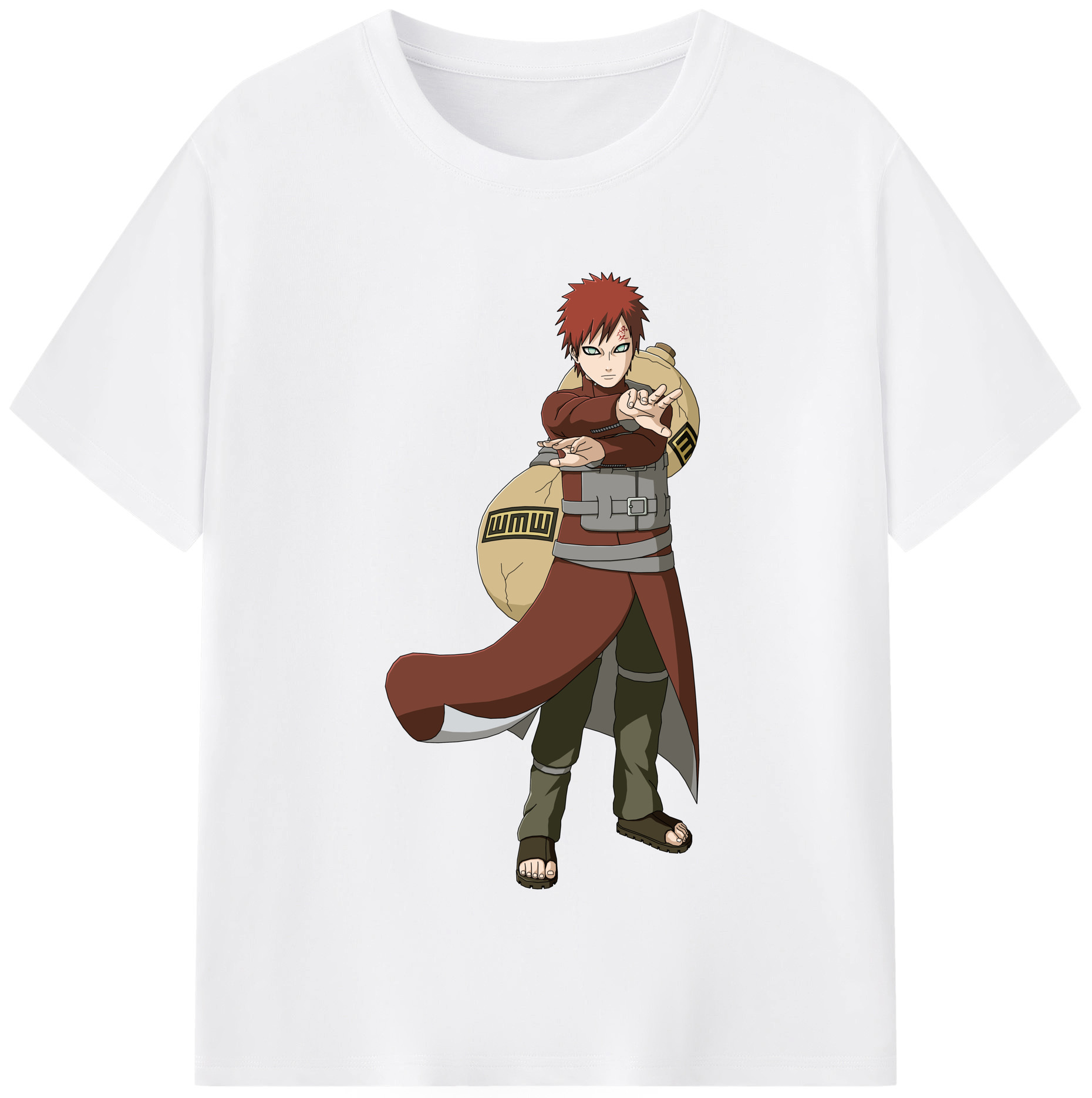（画像用） NARUTO -ナルト- ガアラ Gaara 綿100％半袖Tシャツ（フロントプリント）