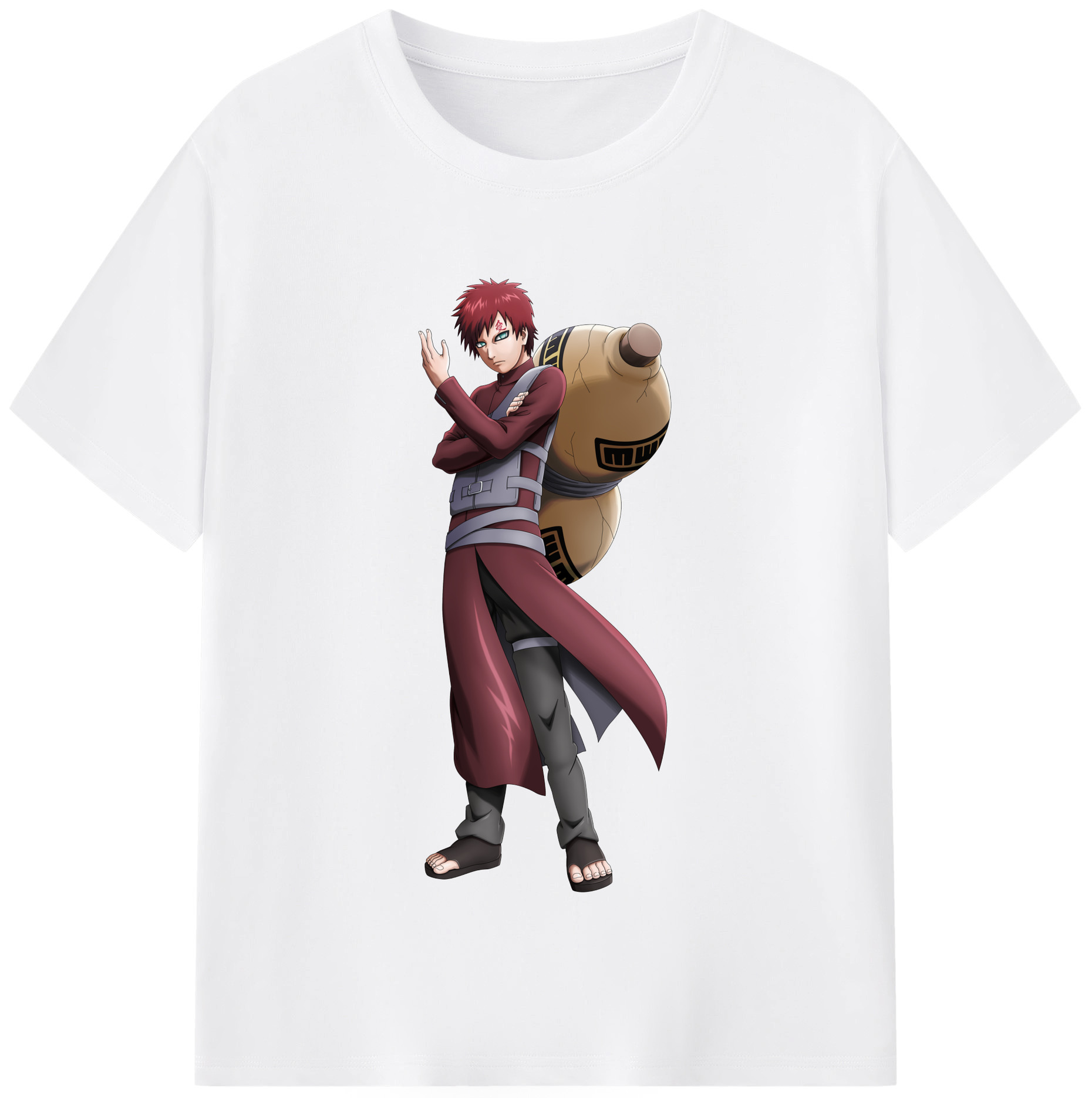 （画像用） NARUTO -ナルト- ガアラ Gaara 綿100％半袖Tシャツ（フロントプリント）