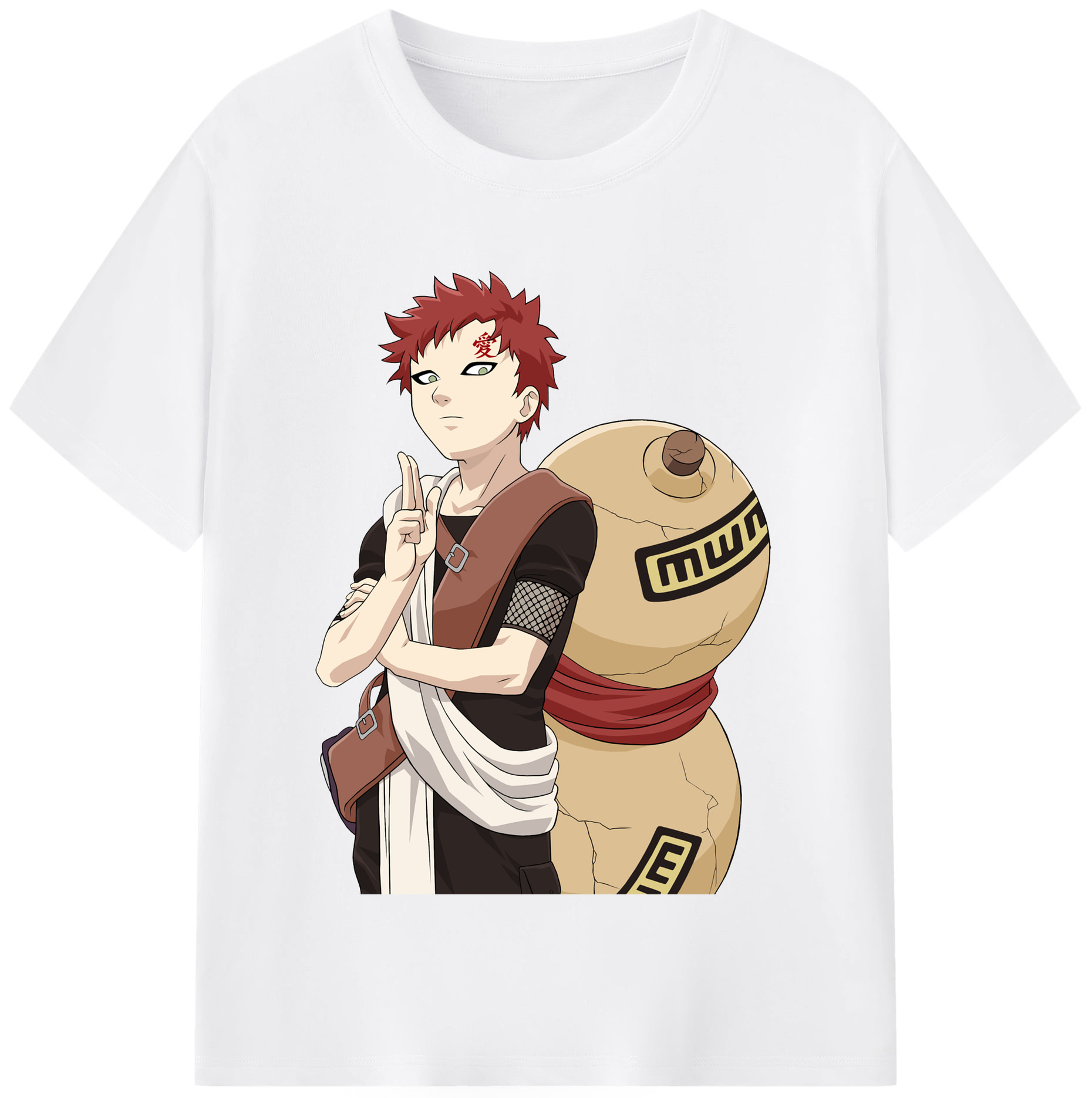 （画像用） NARUTO -ナルト- ガアラ Gaara 綿100％半袖Tシャツ（フロントプリント）
