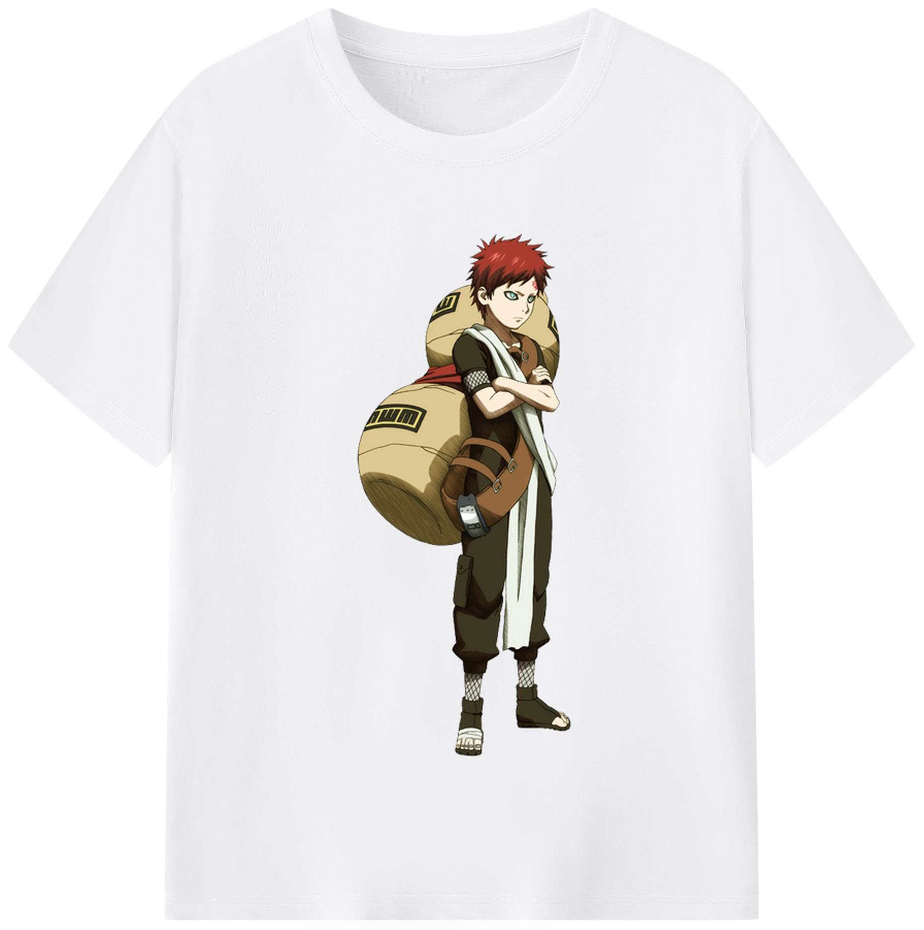 （画像用） NARUTO -ナルト- ガアラ Gaara 綿100％半袖Tシャツ（フロントプリント）