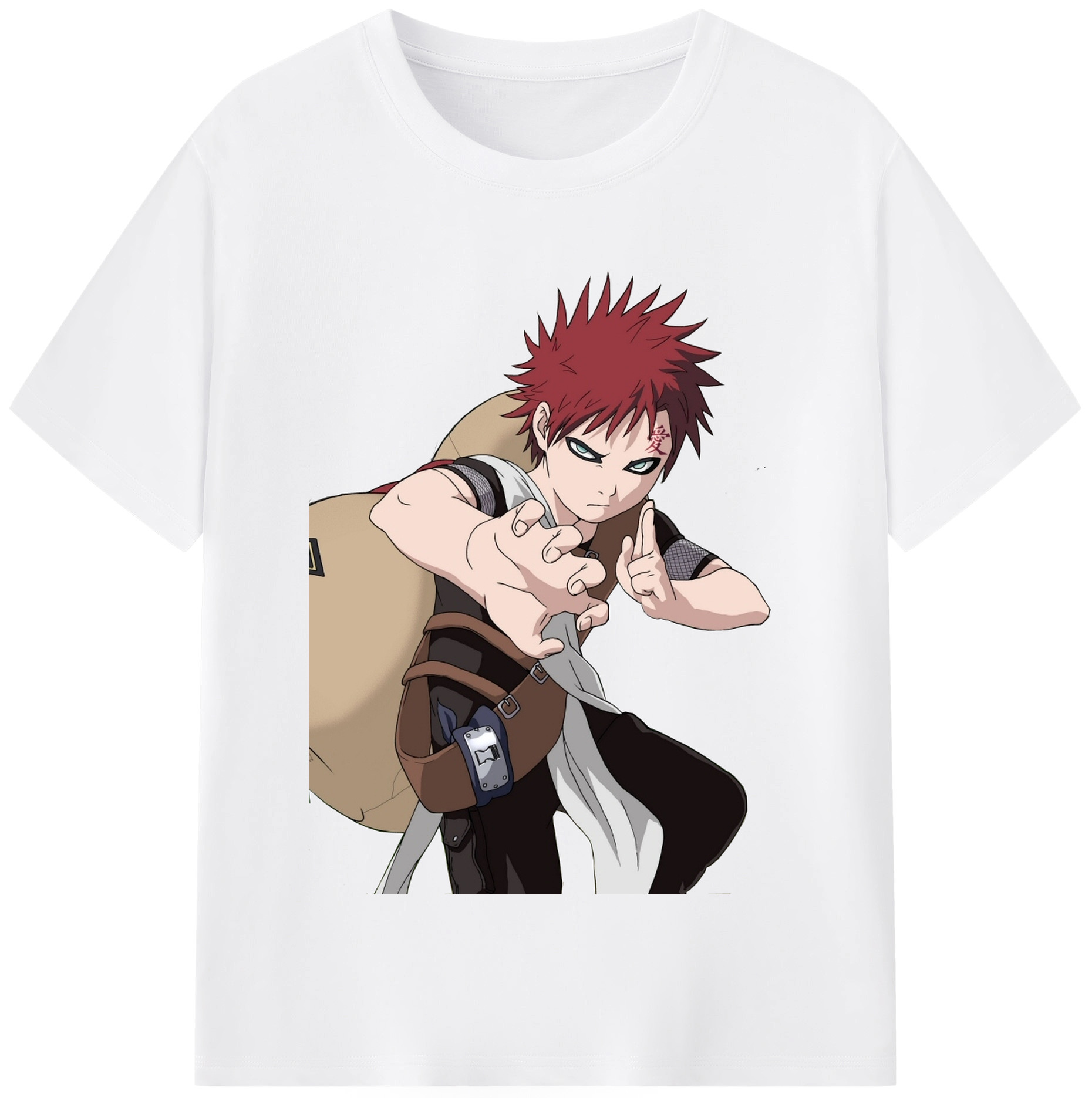 （画像用） NARUTO -ナルト- ガアラ Gaara 綿100％半袖Tシャツ（フロントプリント）