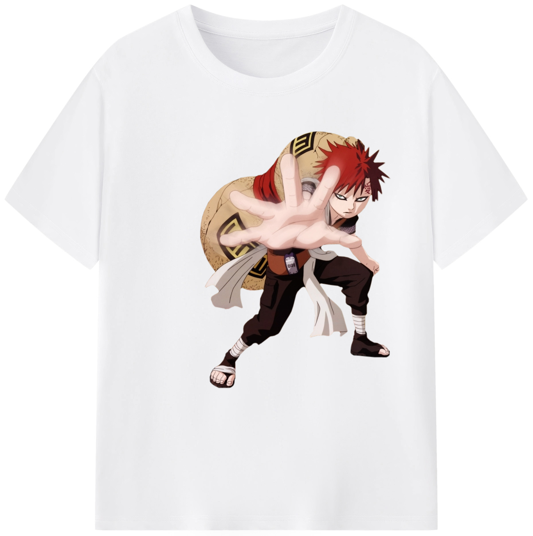 （画像用） NARUTO -ナルト- ガアラ Gaara 綿100％半袖Tシャツ（フロントプリント）