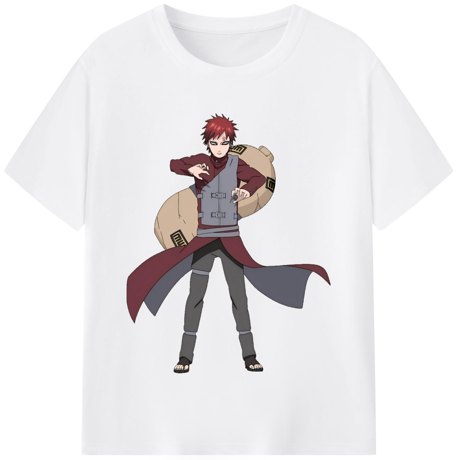 （画像用） NARUTO -ナルト- ガアラ Gaara 綿100％半袖Tシャツ（フロントプリント）