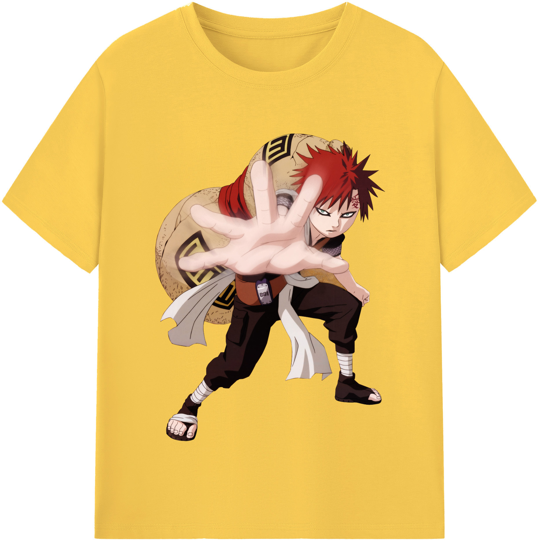 （画像用） NARUTO -ナルト- ガアラ Gaara 綿100％半袖Tシャツ（フロントプリント）