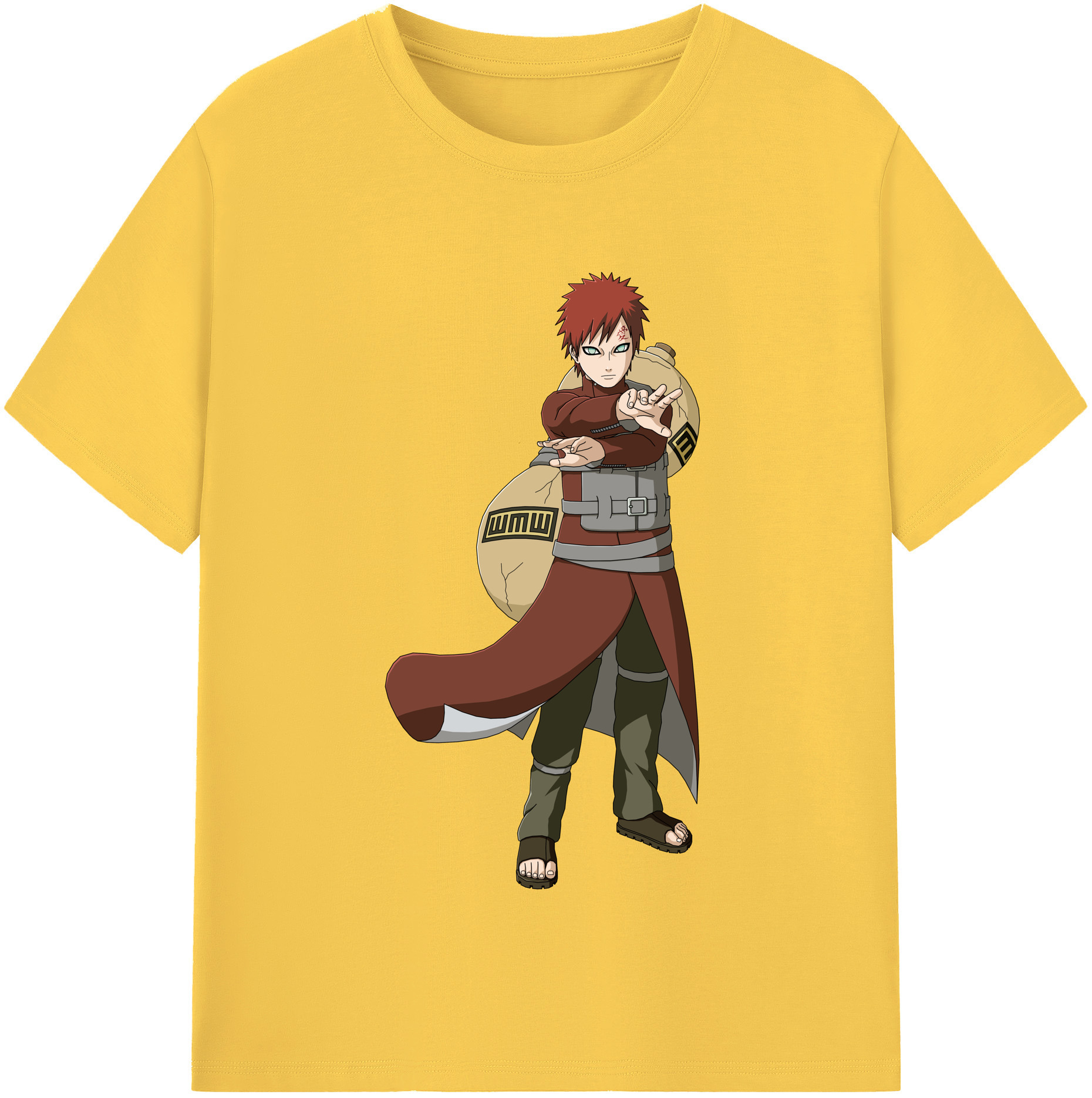 （画像用） NARUTO -ナルト- ガアラ Gaara 綿100％半袖Tシャツ（フロントプリント）