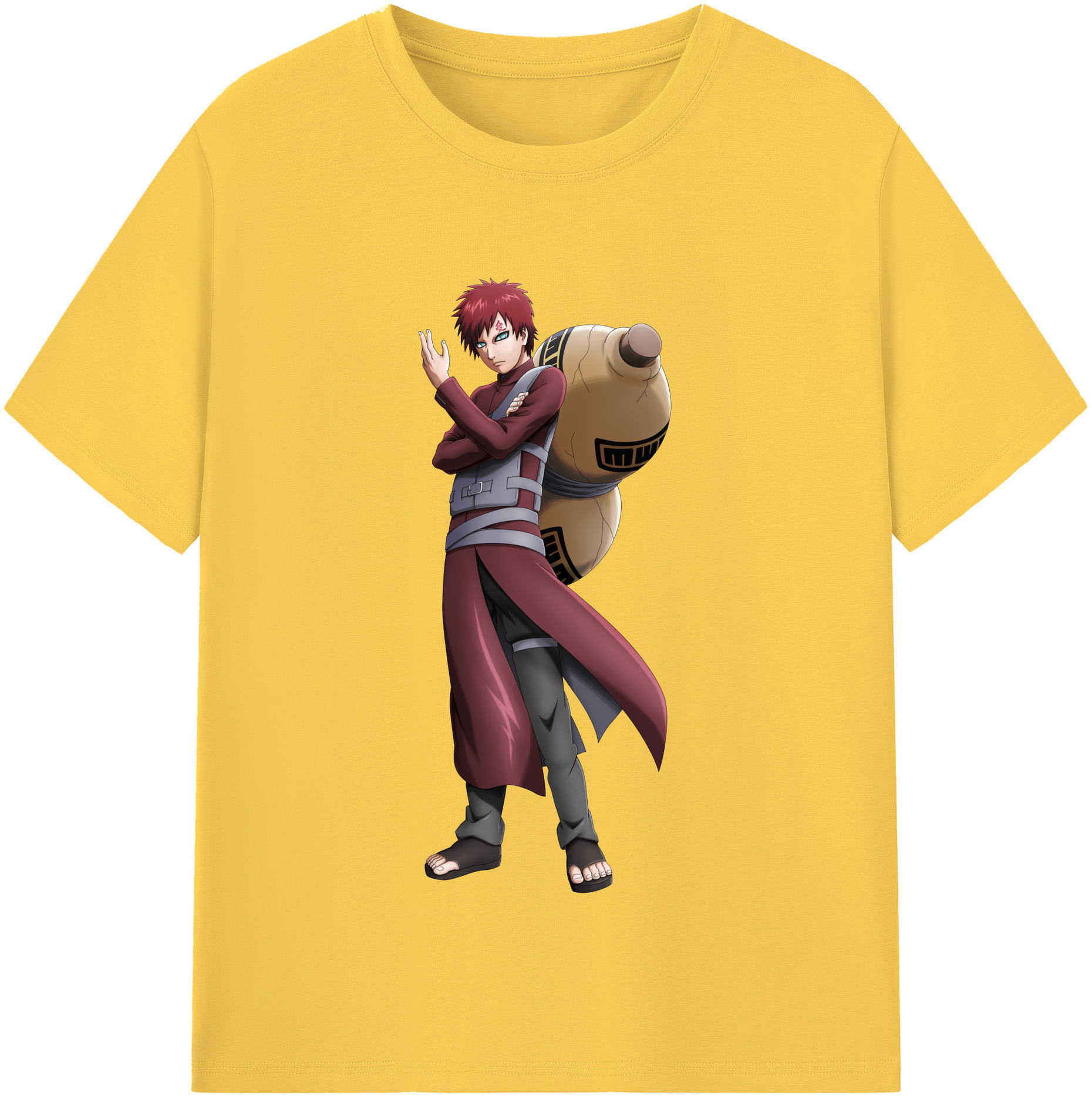 （画像用） NARUTO -ナルト- ガアラ Gaara 綿100％半袖Tシャツ（フロントプリント）
