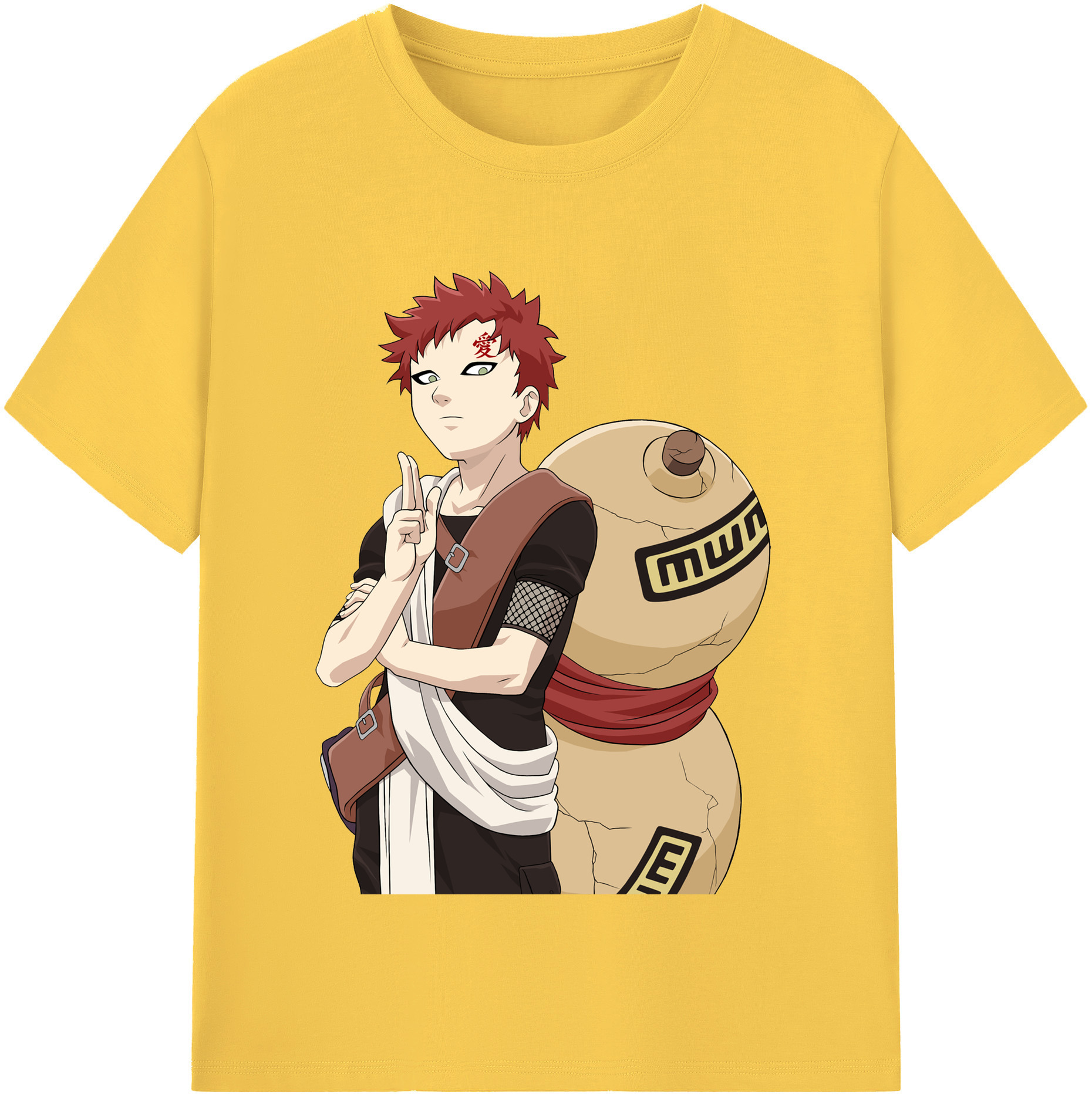（画像用） NARUTO -ナルト- ガアラ Gaara 綿100％半袖Tシャツ（フロントプリント）