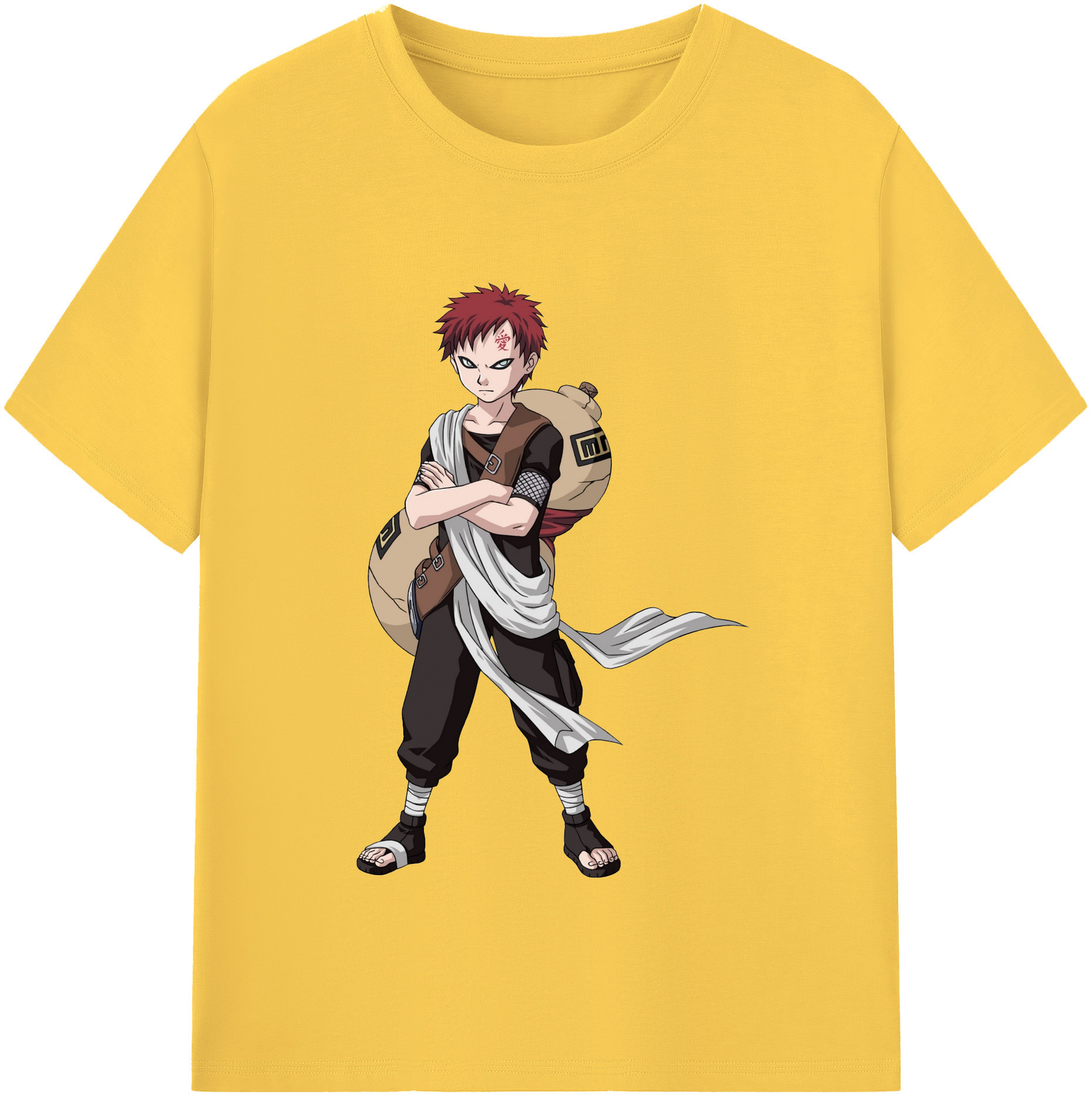 （画像用） NARUTO -ナルト- ガアラ Gaara 綿100％半袖Tシャツ（フロントプリント）