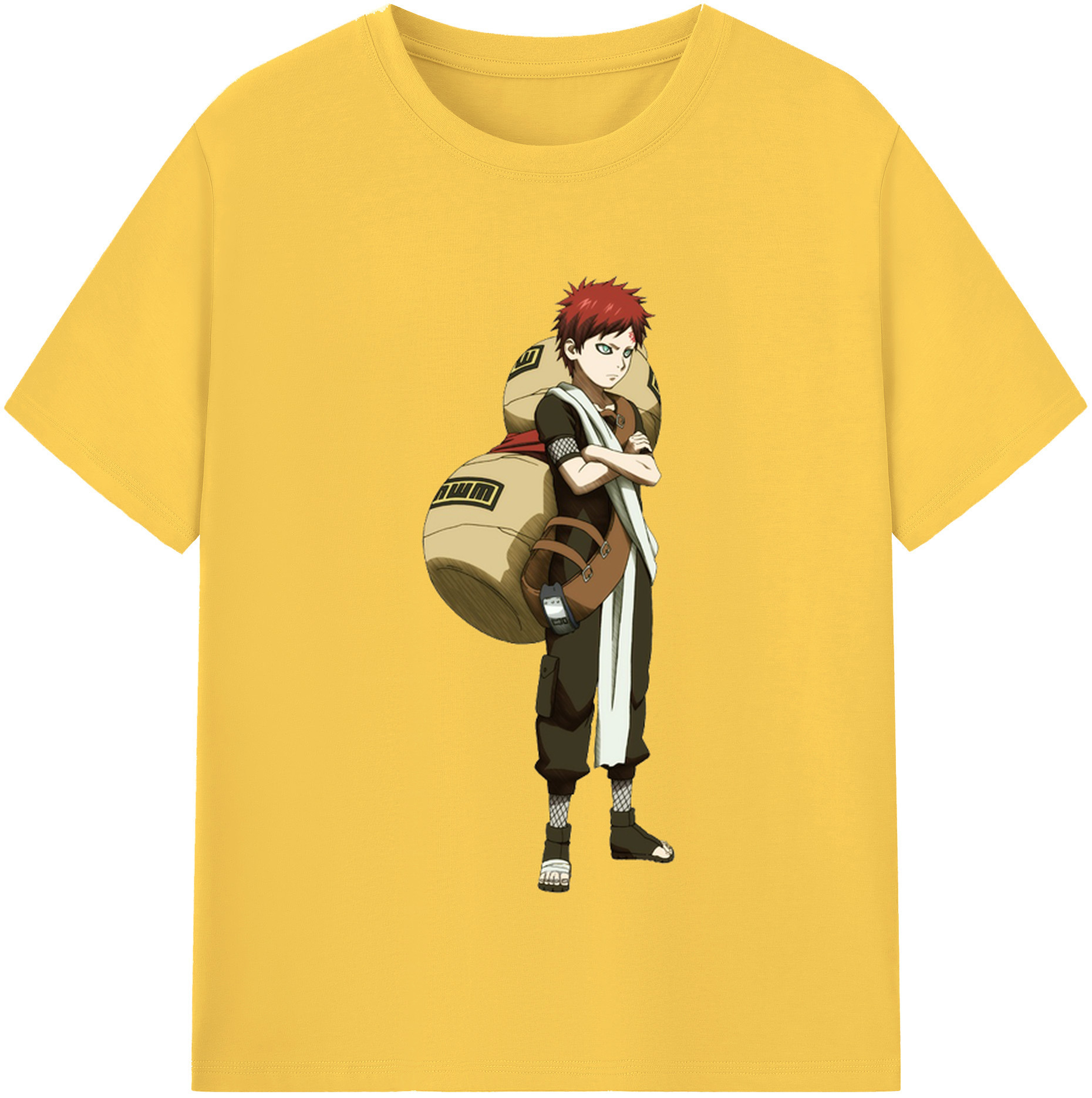（画像用） NARUTO -ナルト- ガアラ Gaara 綿100％半袖Tシャツ（フロントプリント）