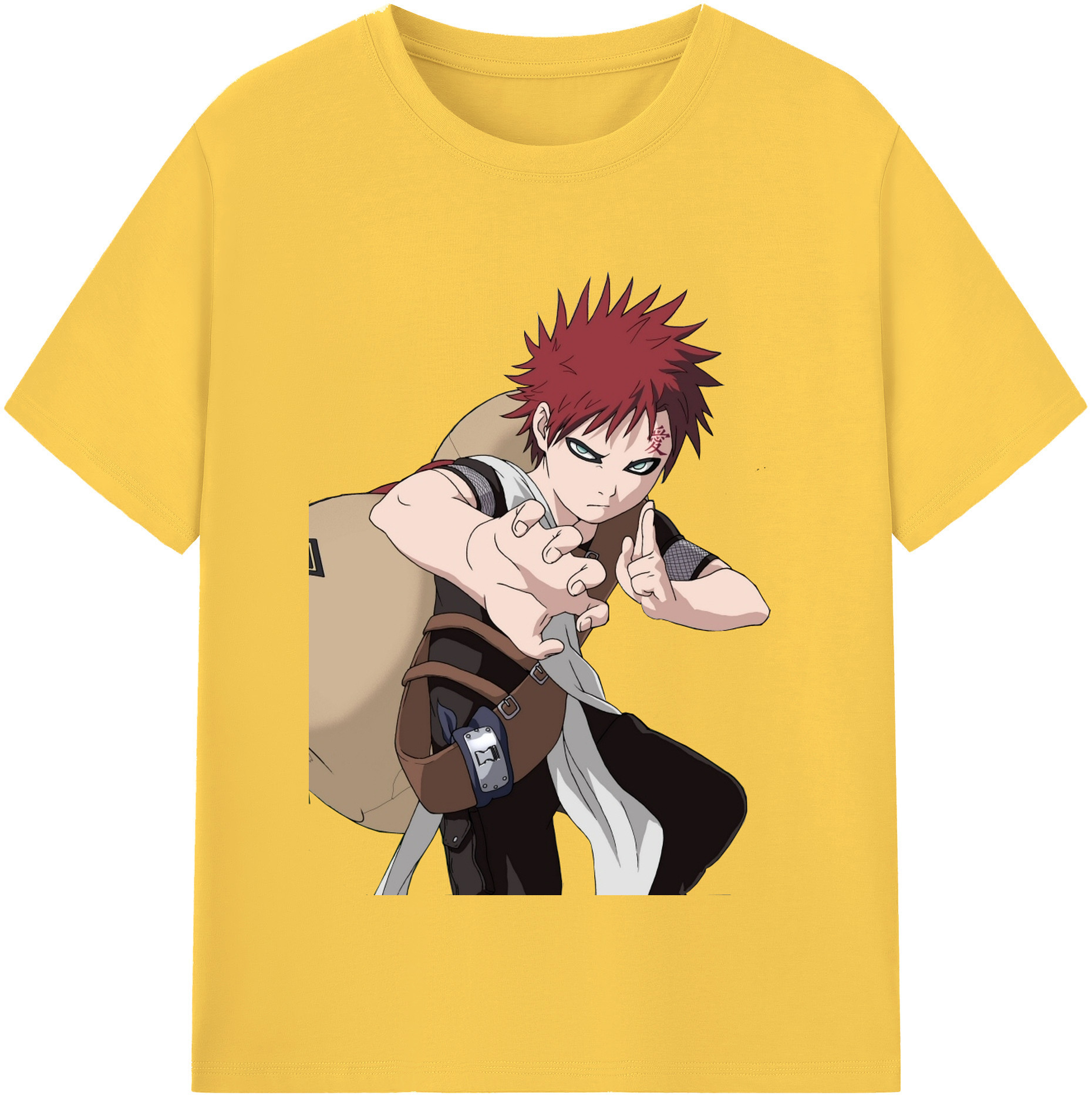 （画像用） NARUTO -ナルト- ガアラ Gaara 綿100％半袖Tシャツ（フロントプリント）