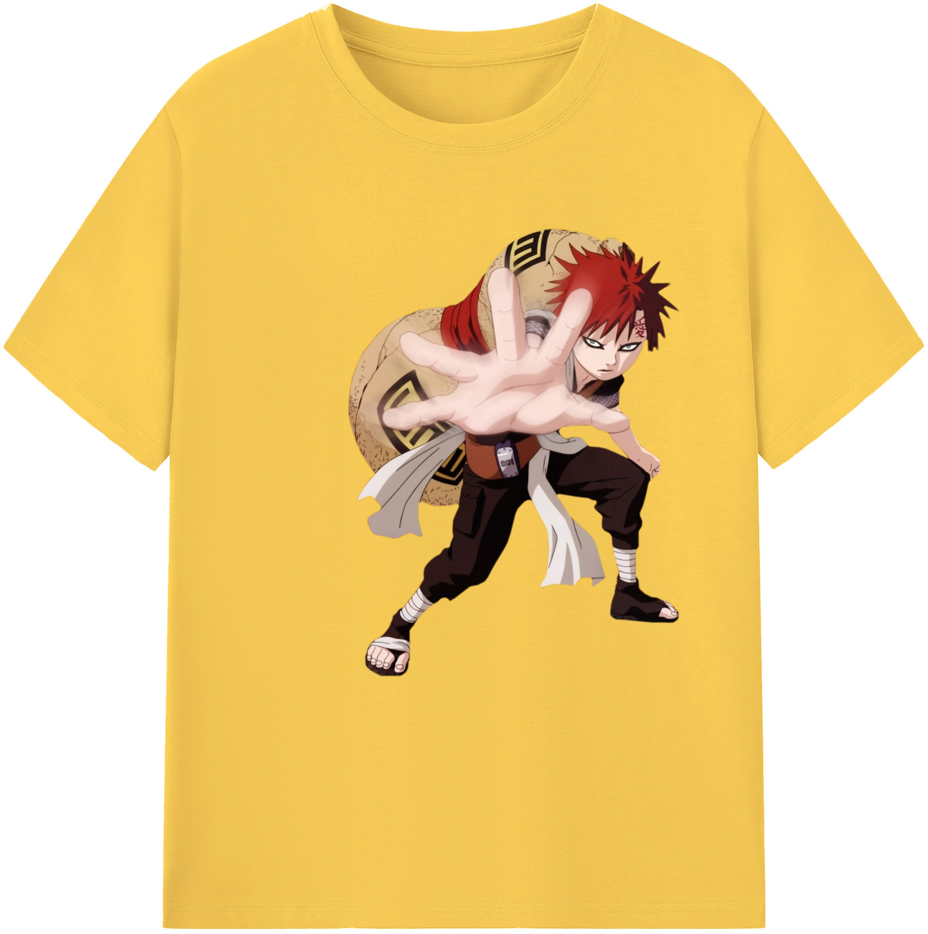 （画像用） NARUTO -ナルト- ガアラ Gaara 綿100％半袖Tシャツ（フロントプリント）