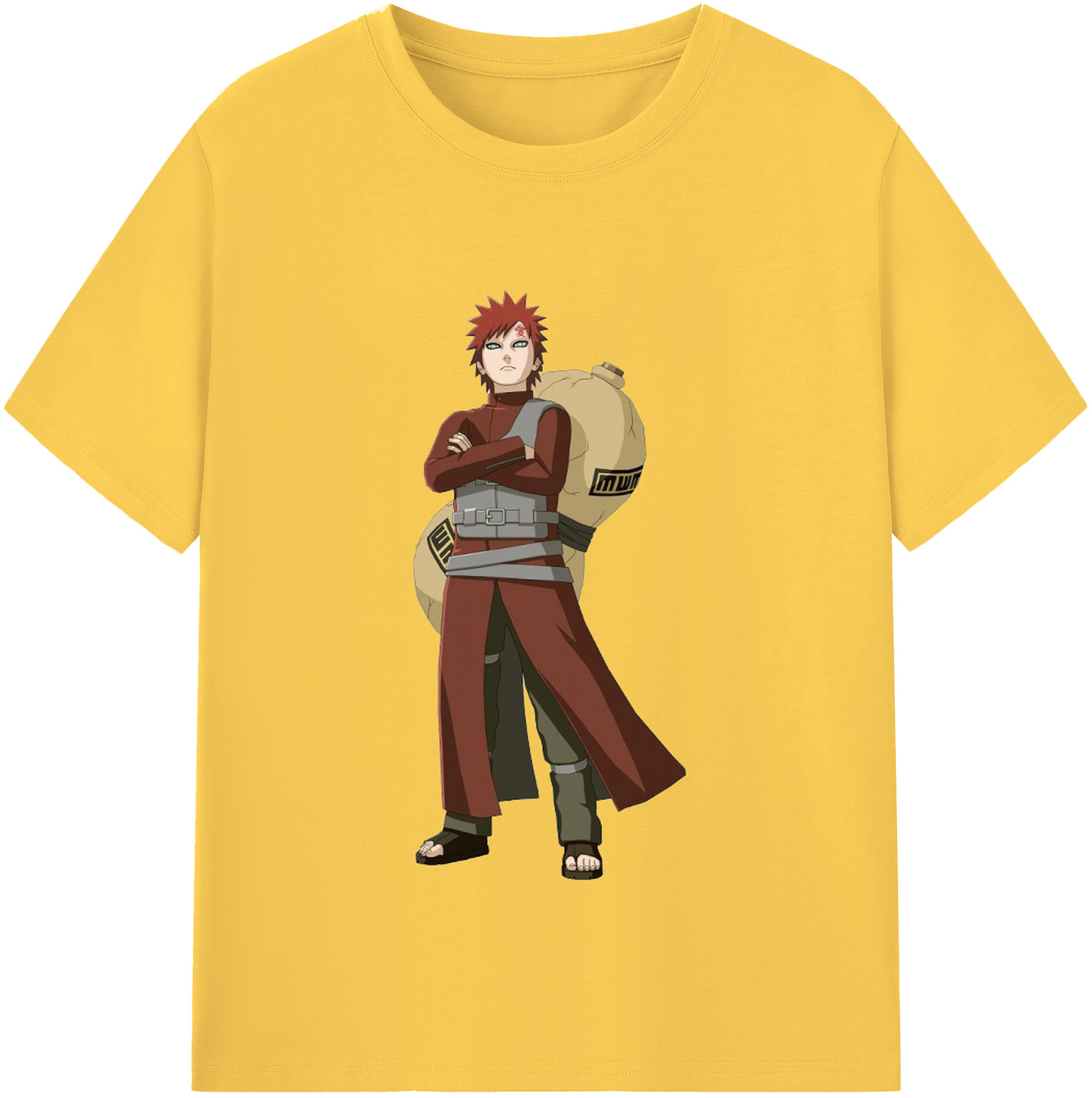 （画像用） NARUTO -ナルト- ガアラ Gaara 綿100％半袖Tシャツ（フロントプリント）