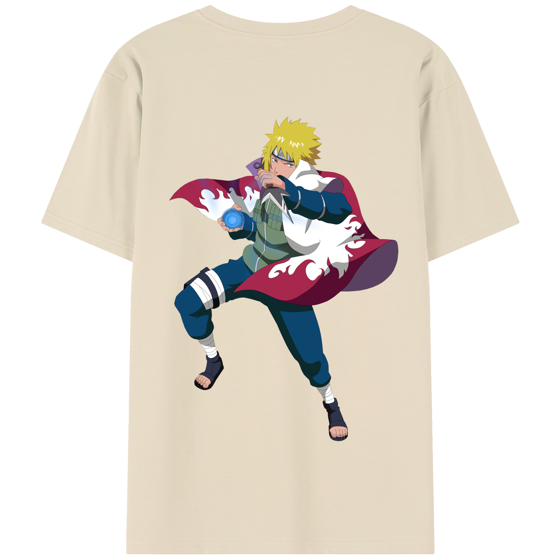 （画像用） NARUTO -ナルト- 波風 ミナト Namikaze Minato 綿100％半袖Tシャツ（背面プリント）