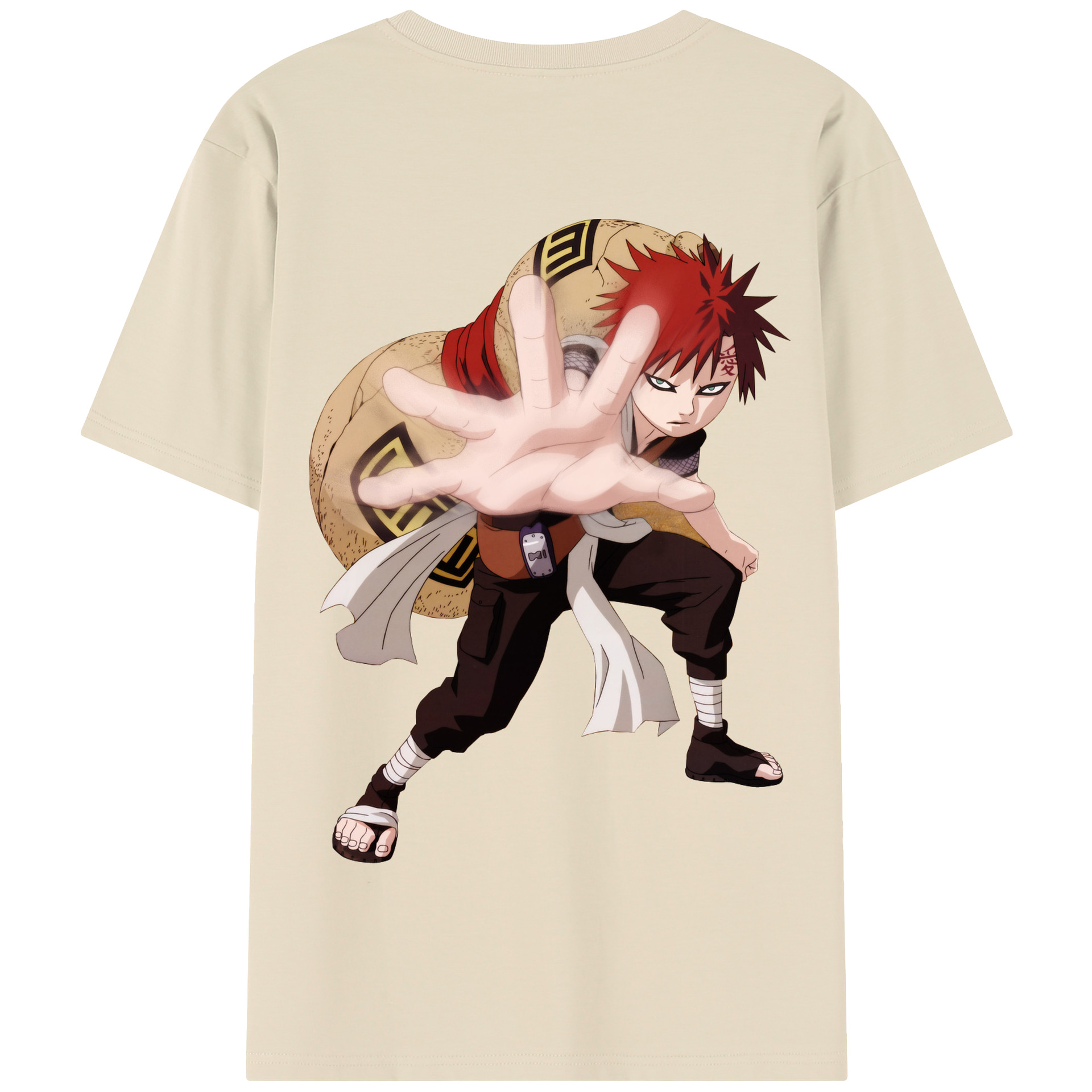 （画像用） NARUTO -ナルト- ガアラ Gaara 綿100％半袖Tシャツ（背面プリント）