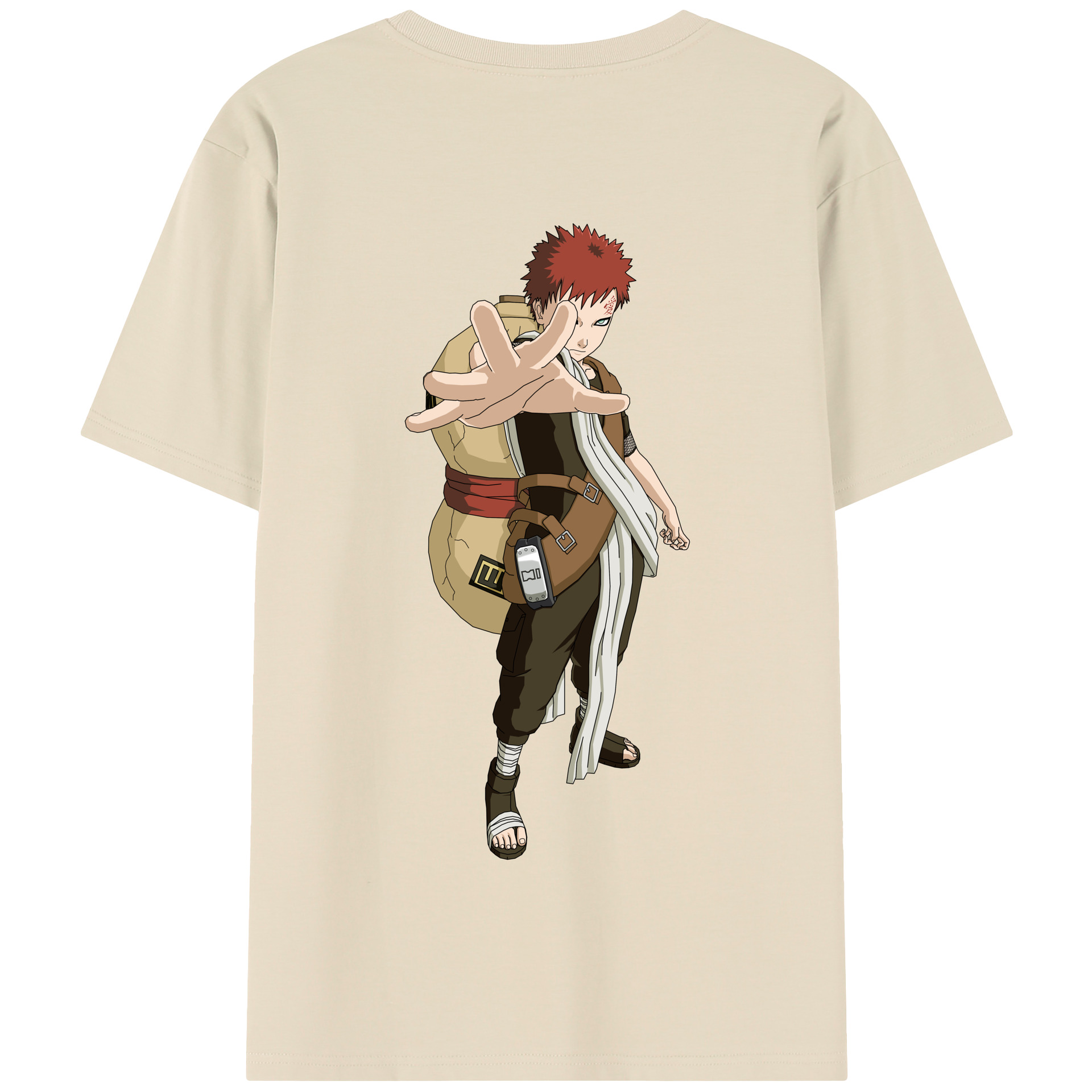 （画像用） NARUTO -ナルト- ガアラ Gaara 綿100％半袖Tシャツ（背面プリント）