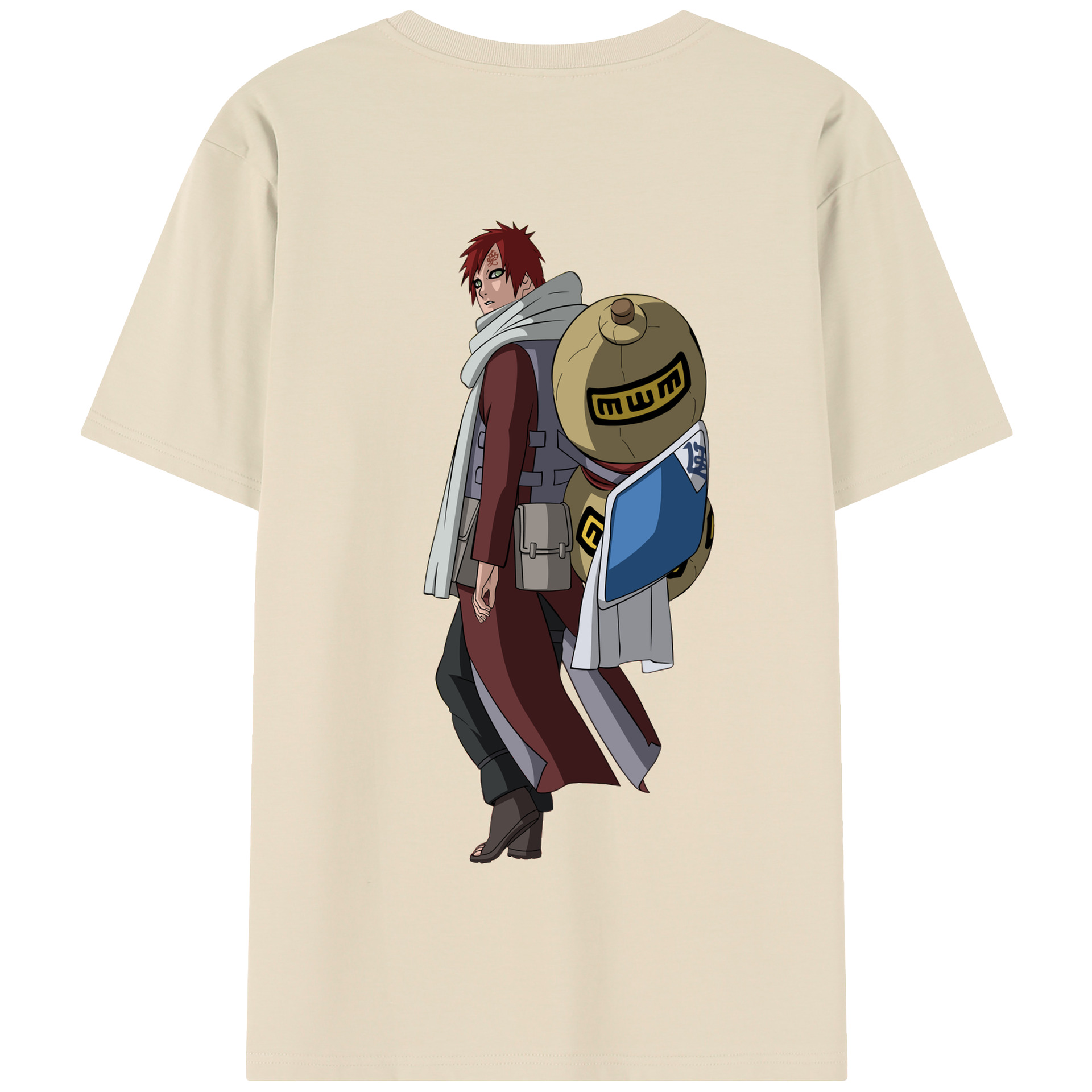 （画像用） NARUTO -ナルト- ガアラ Gaara 綿100％半袖Tシャツ（背面プリント）