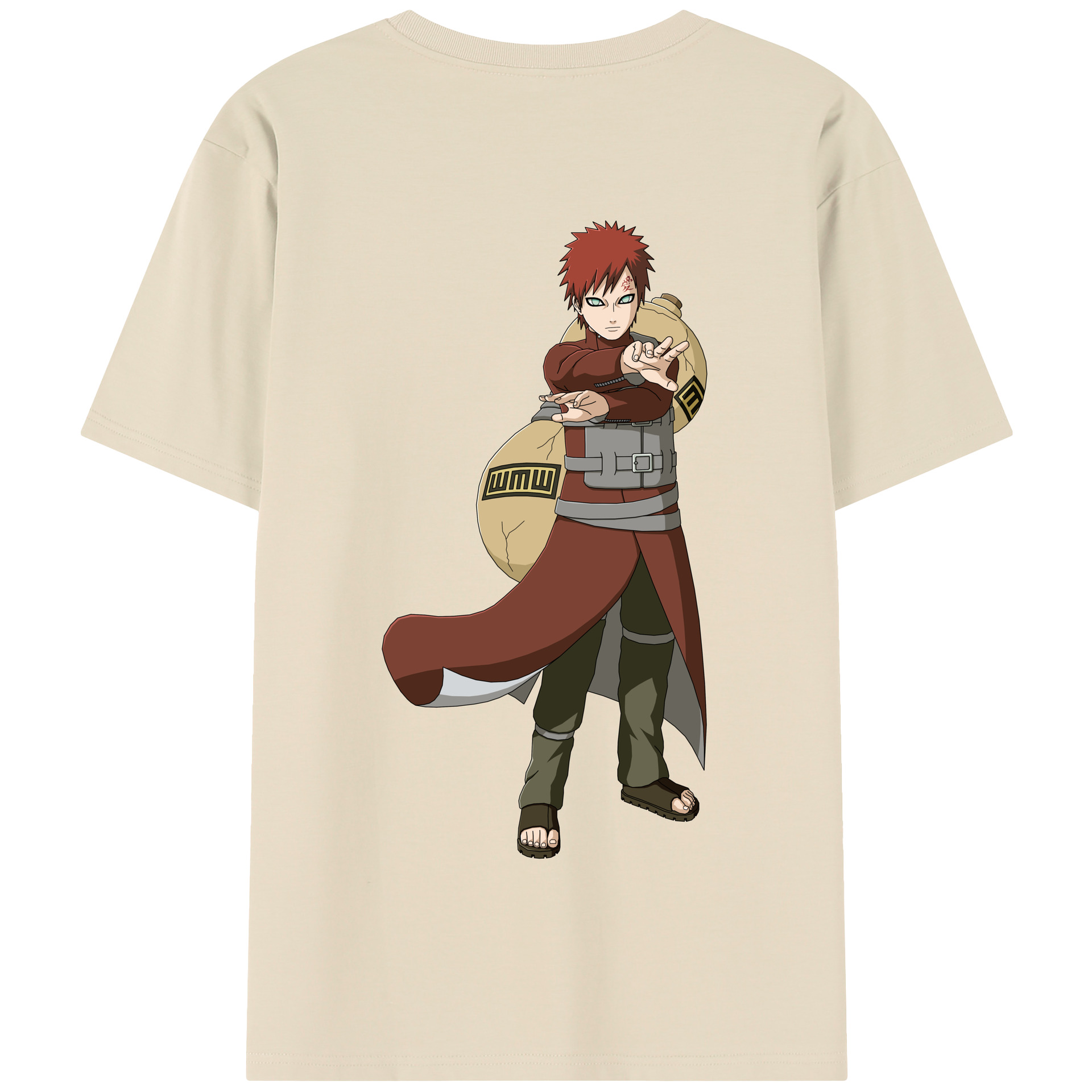 （画像用） NARUTO -ナルト- ガアラ Gaara 綿100％半袖Tシャツ（背面プリント）