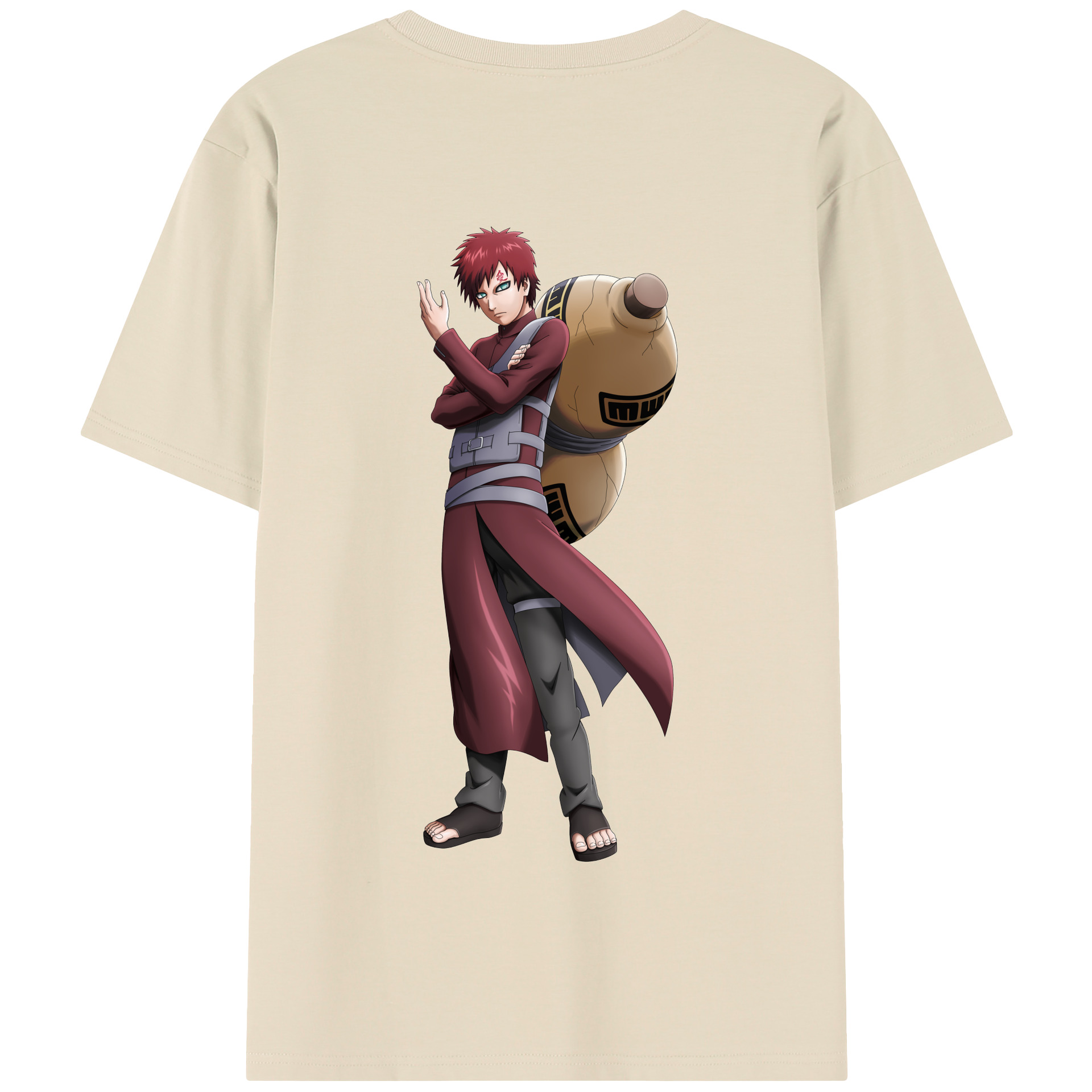 （画像用） NARUTO -ナルト- ガアラ Gaara 綿100％半袖Tシャツ（背面プリント）