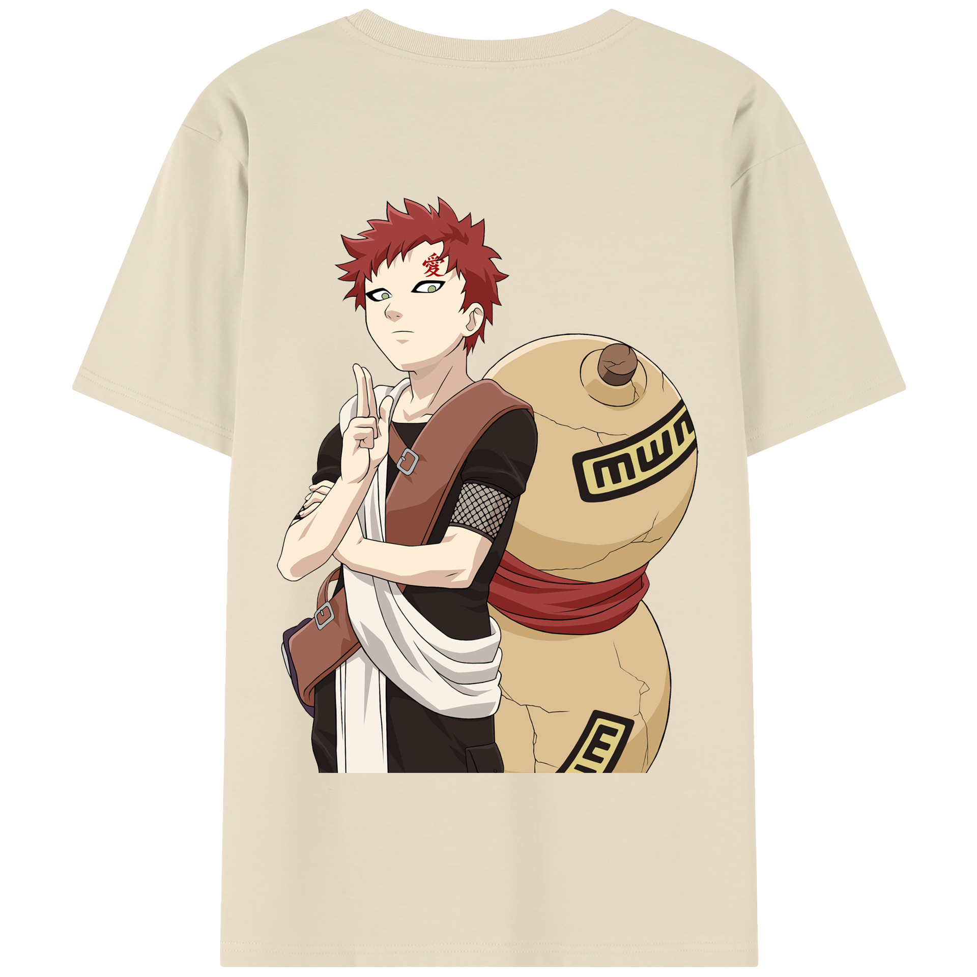 （画像用） NARUTO -ナルト- ガアラ Gaara 綿100％半袖Tシャツ（背面プリント）