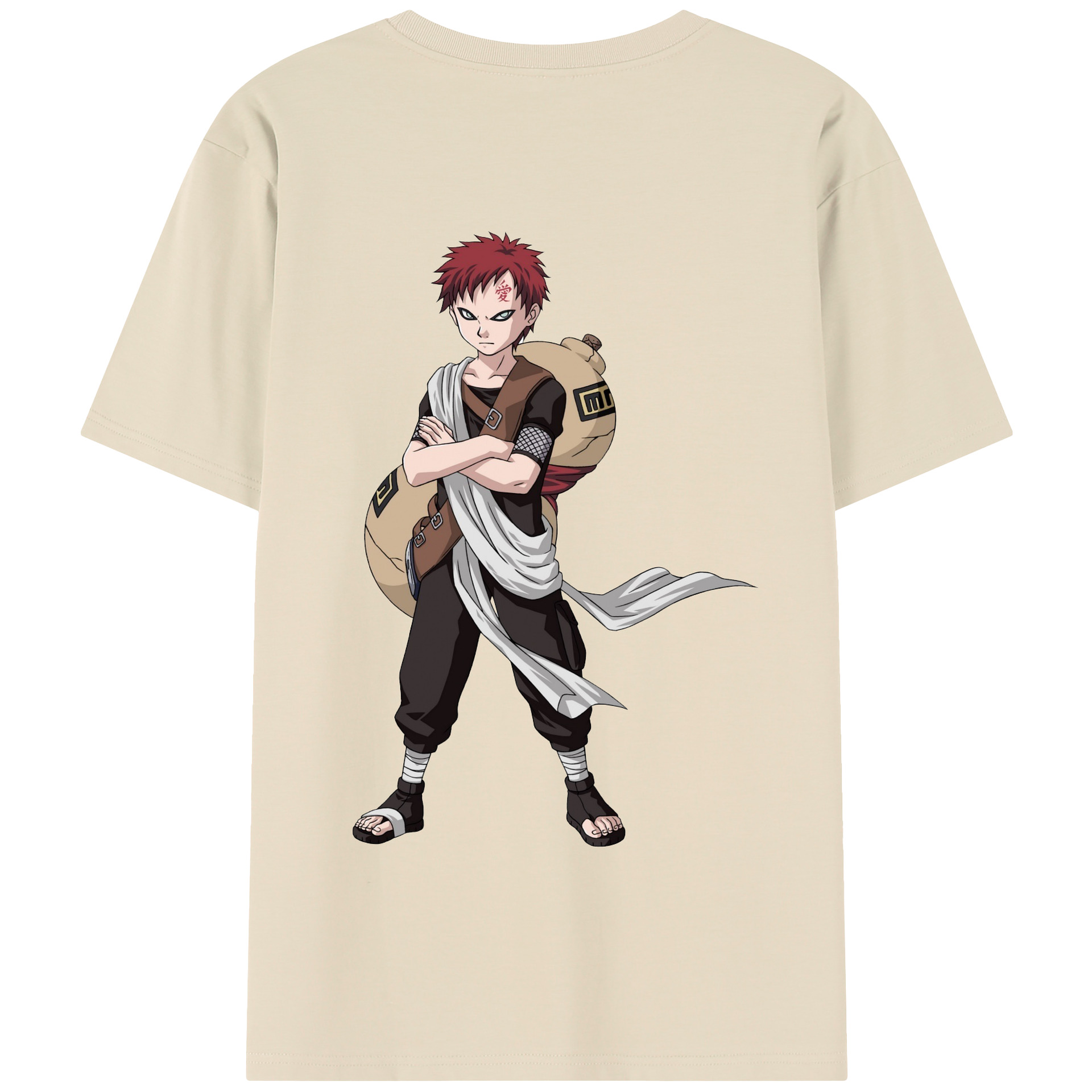 （画像用） NARUTO -ナルト- ガアラ Gaara 綿100％半袖Tシャツ（背面プリント）