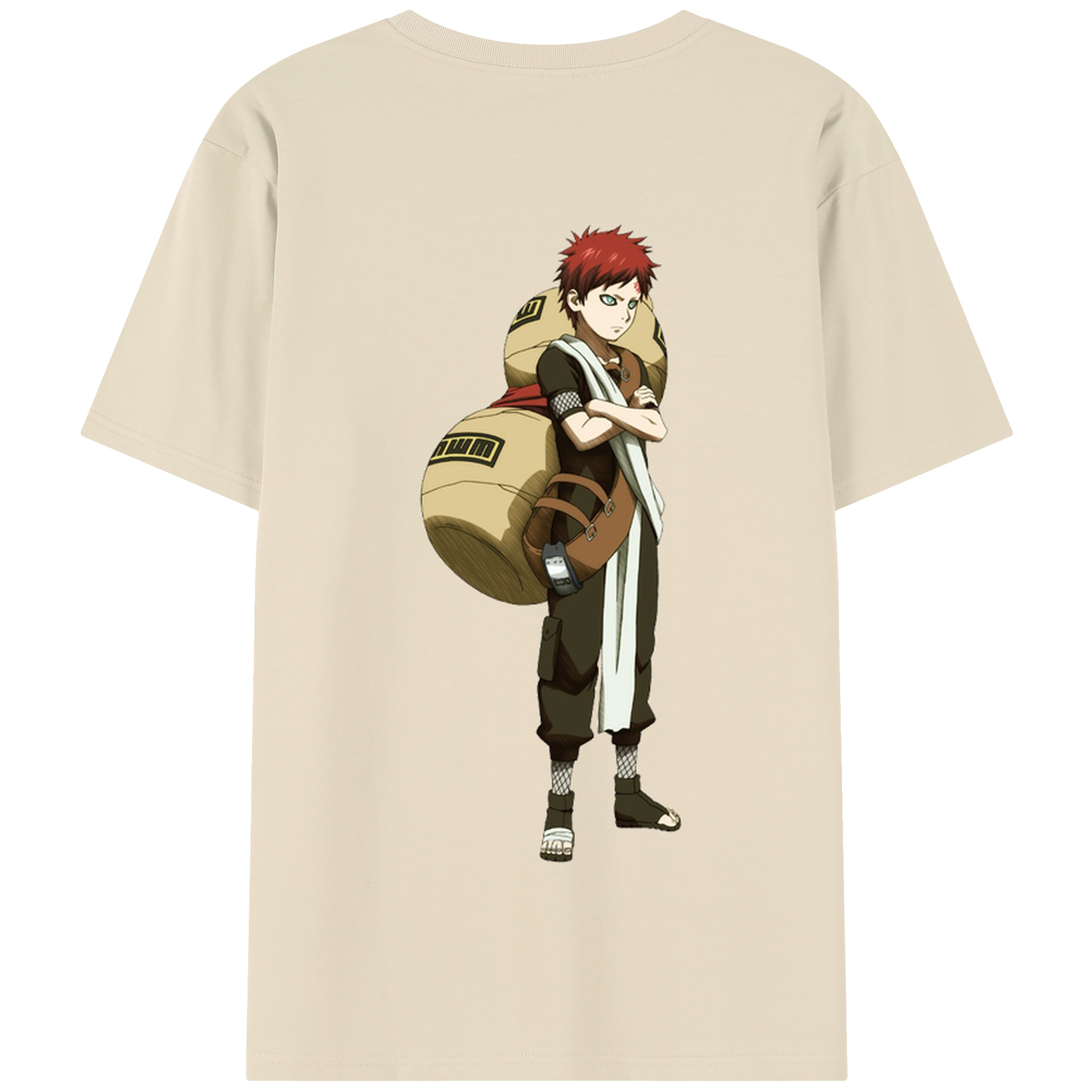 （画像用） NARUTO -ナルト- ガアラ Gaara 綿100％半袖Tシャツ（背面プリント）